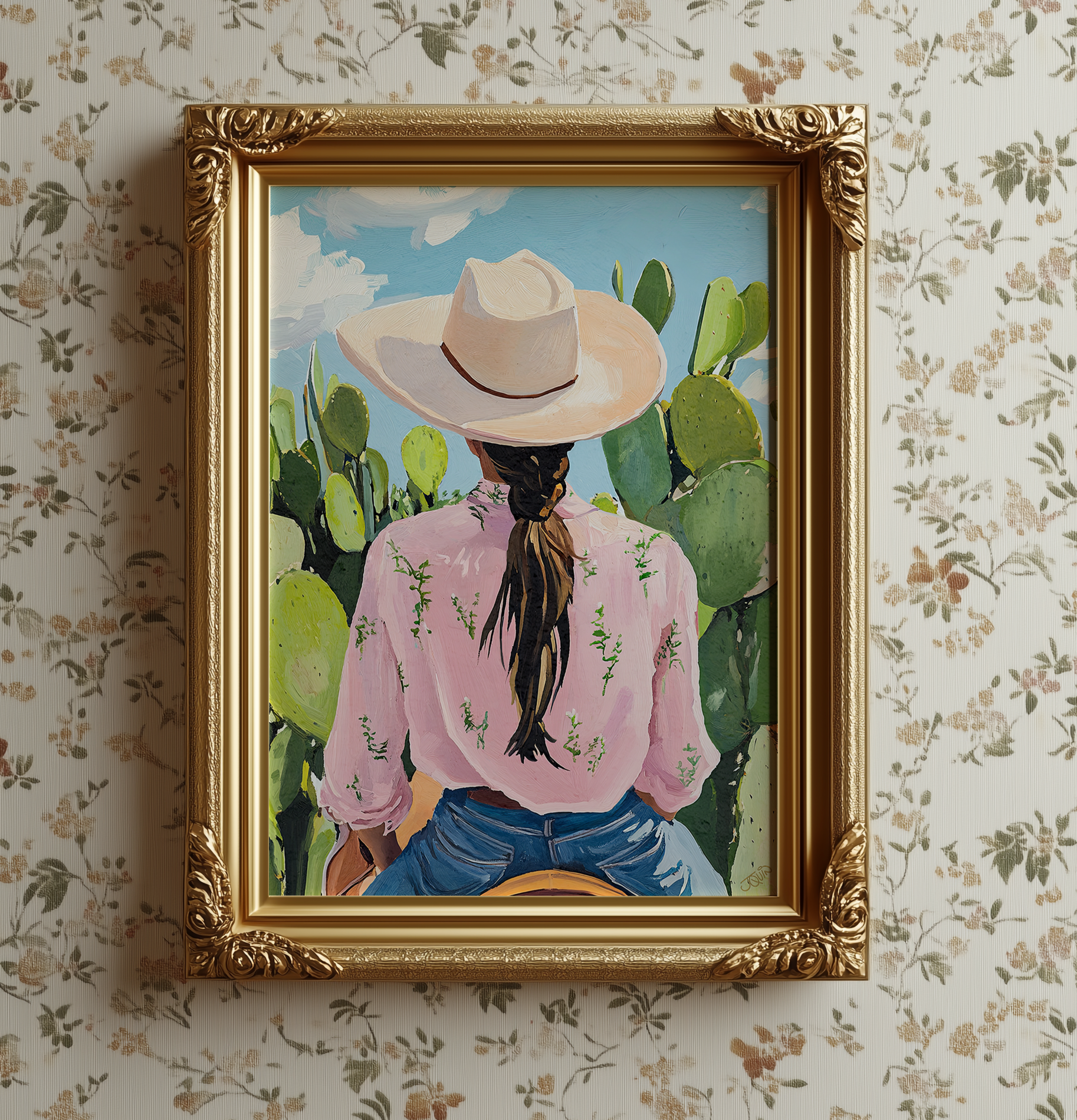 Cowgirl Riding a Horse Wall Art | Western Cowboy Cowgirl Decor | Equestrian Ranch Wall Print | Rustic Western Home Art