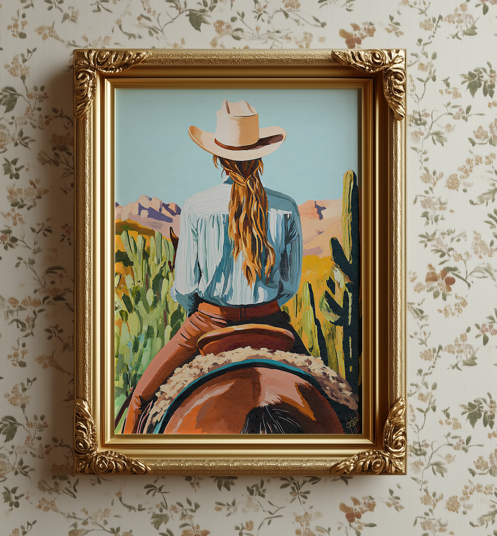 Cowgirl Riding a Horse
