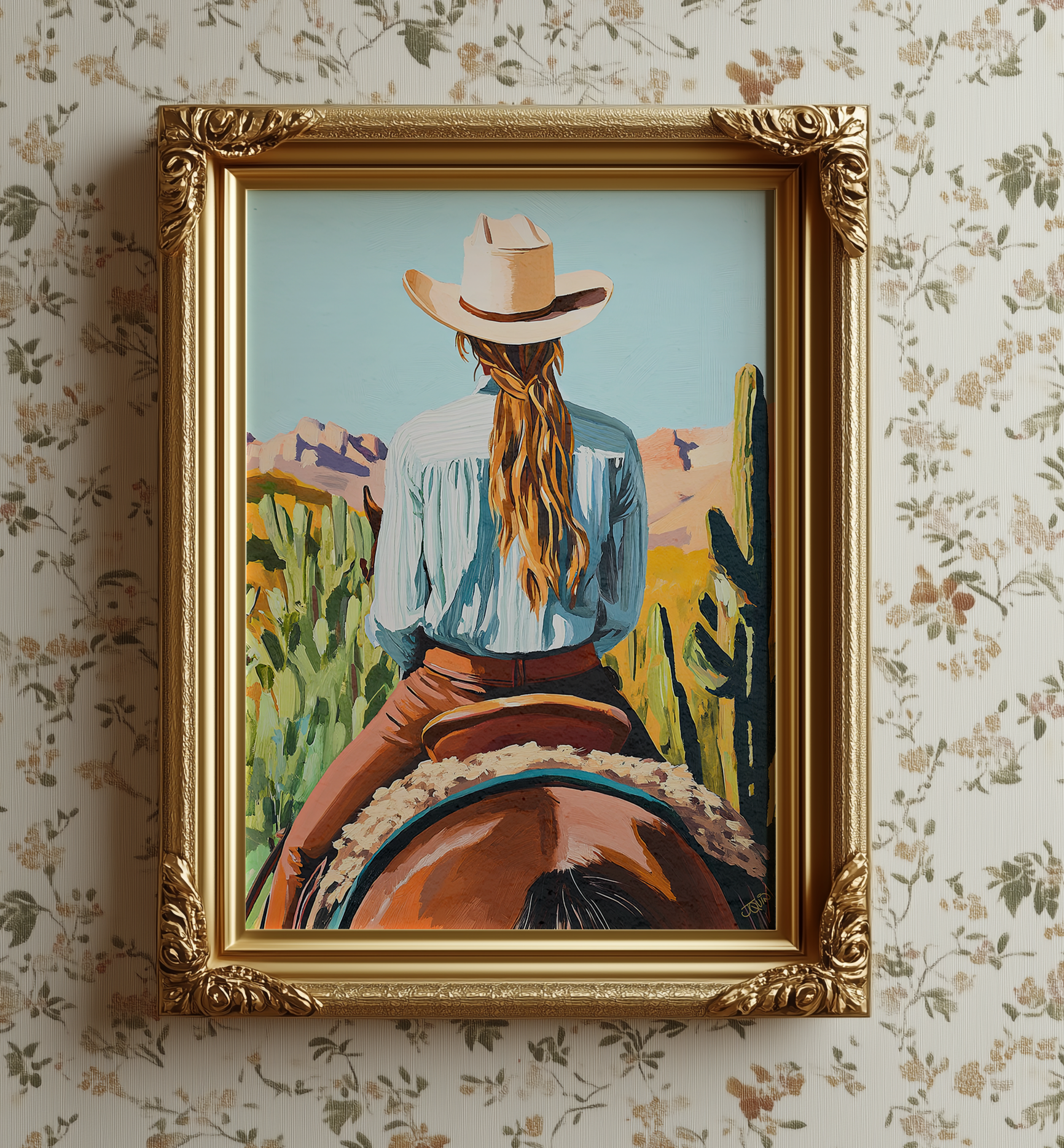 Cowgirl Riding a Horse