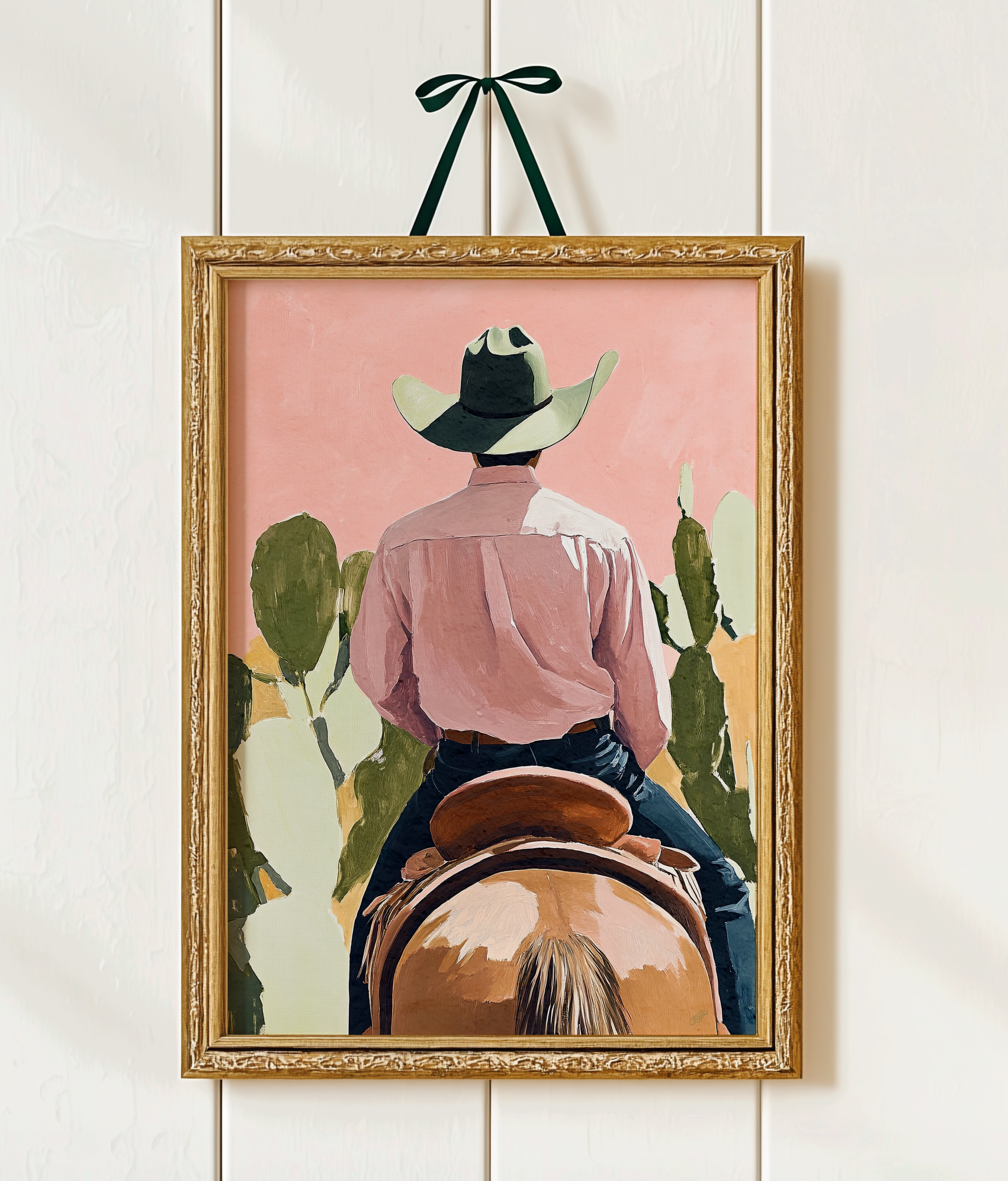 Cowboy and his Horse Western Art Print / Rustic Cowboy Horse Wall Decor / Ranch Home Art
