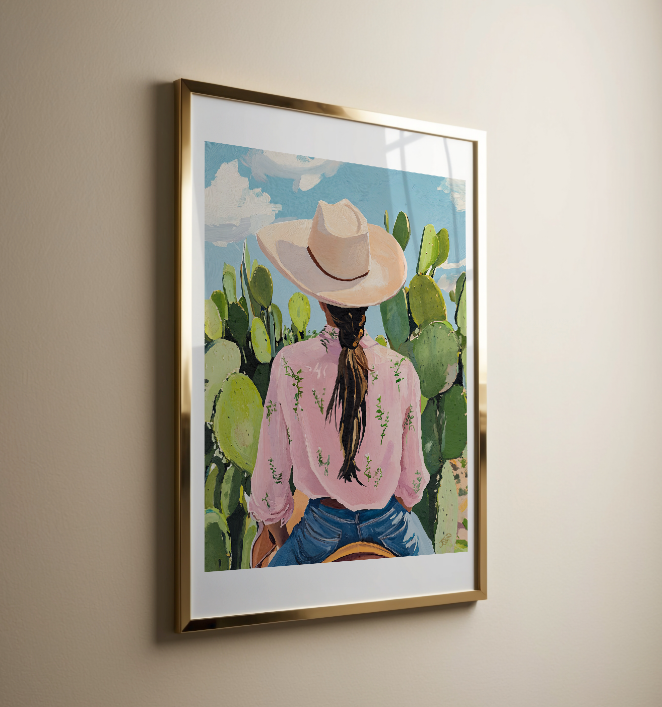 Cowgirl Riding a Horse Wall Art | Western Cowboy Cowgirl Decor | Equestrian Ranch Wall Print | Rustic Western Home Art