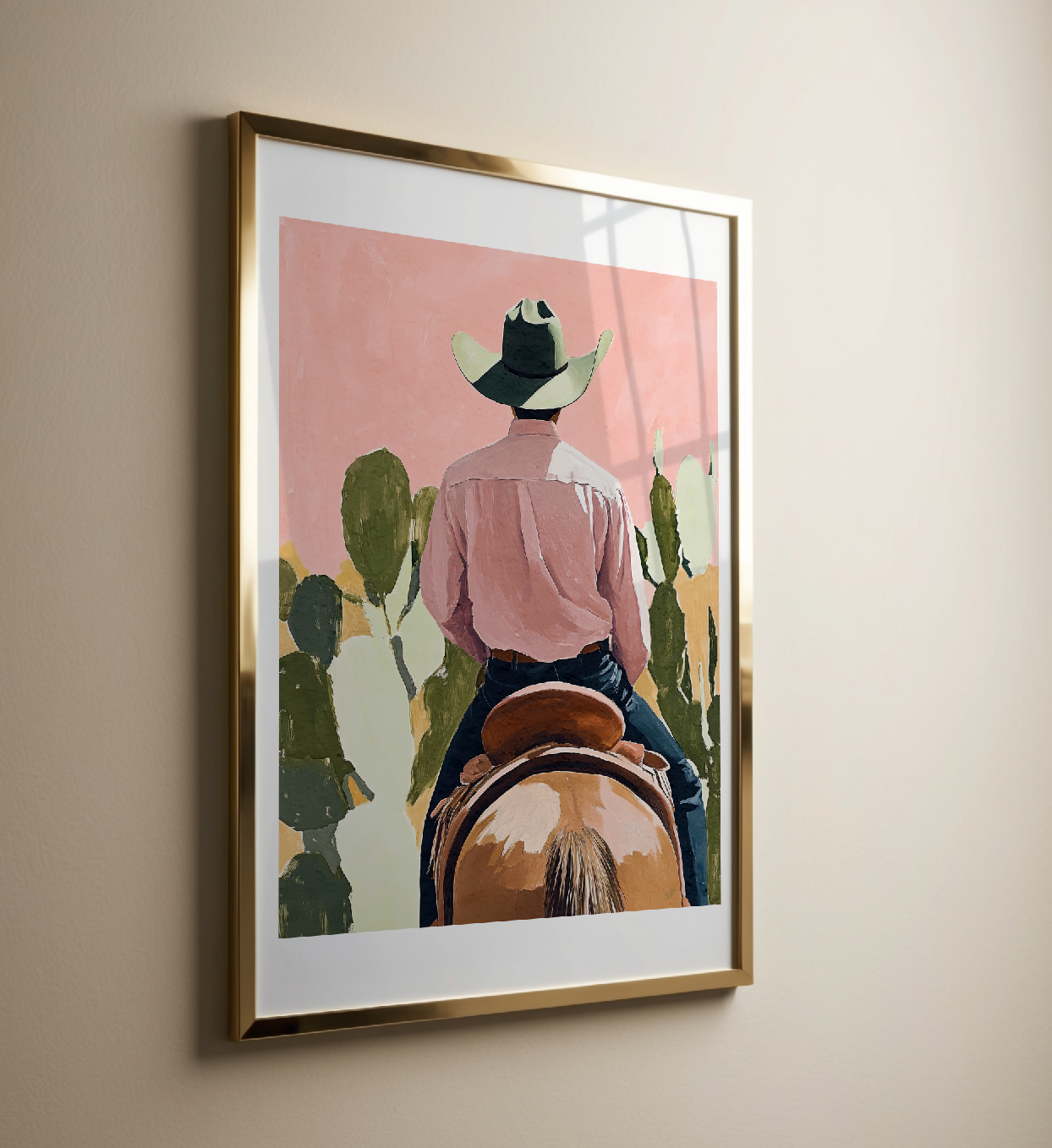 Cowboy and his Horse Western Art Print / Rustic Cowboy Horse Wall Decor / Ranch Home Art