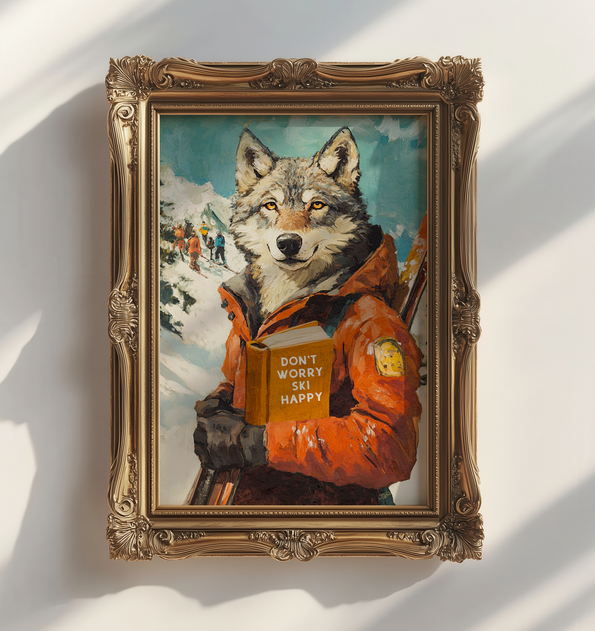 Don't Worry Ski Happy — Wolf Ski Art Print