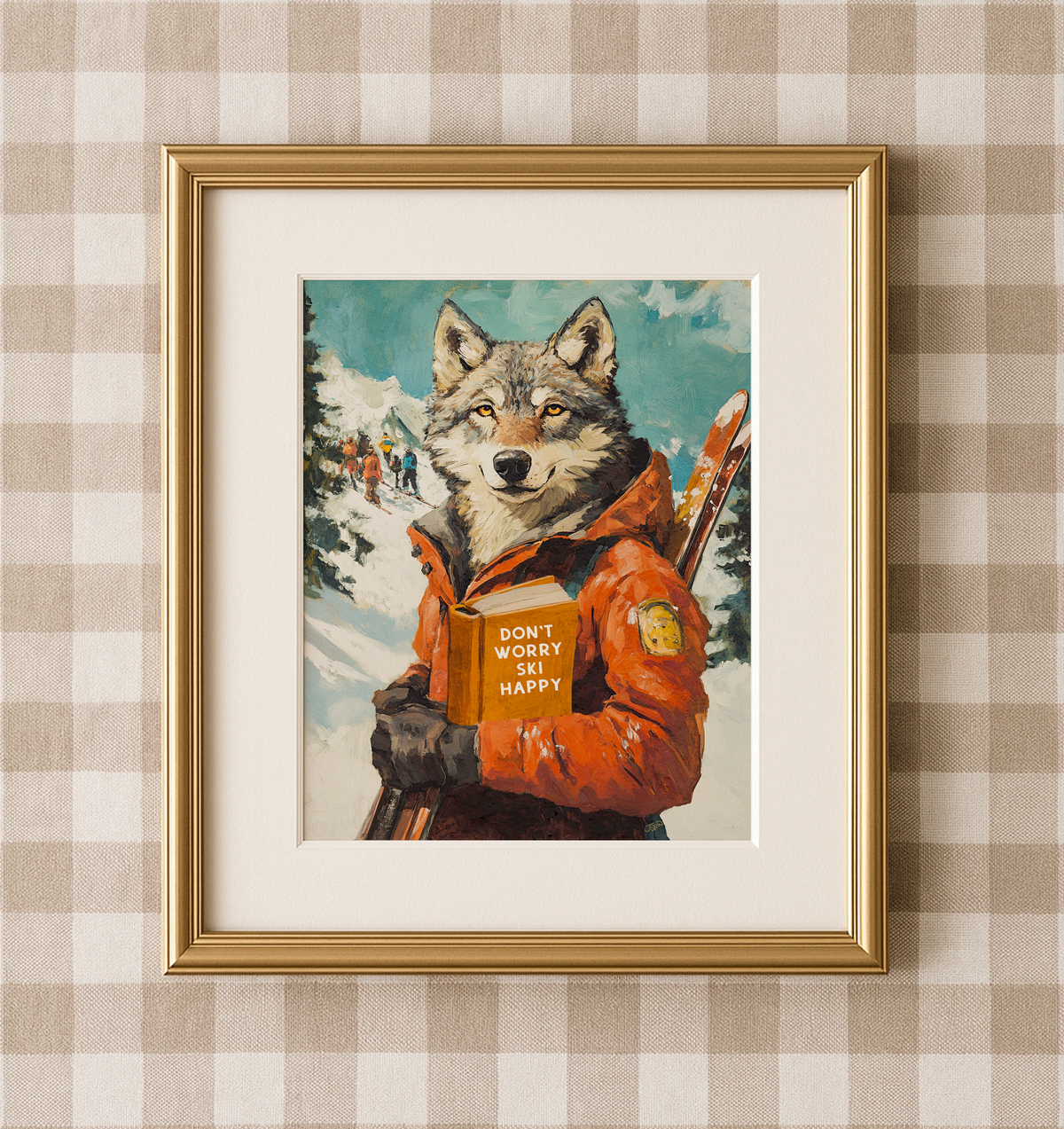 Don't Worry Ski Happy — Wolf Ski Art Print