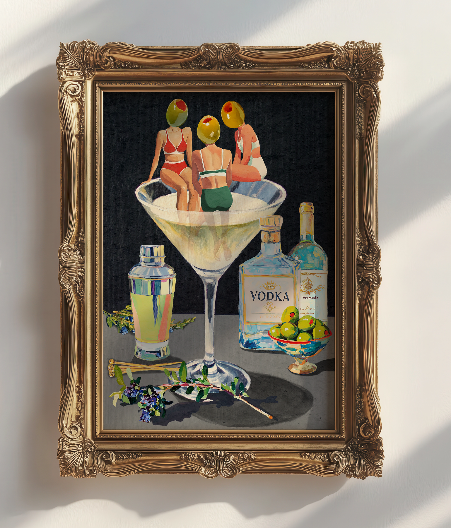 Vintage Dirty Martini Art Print — Dark & Moody Bar Decor