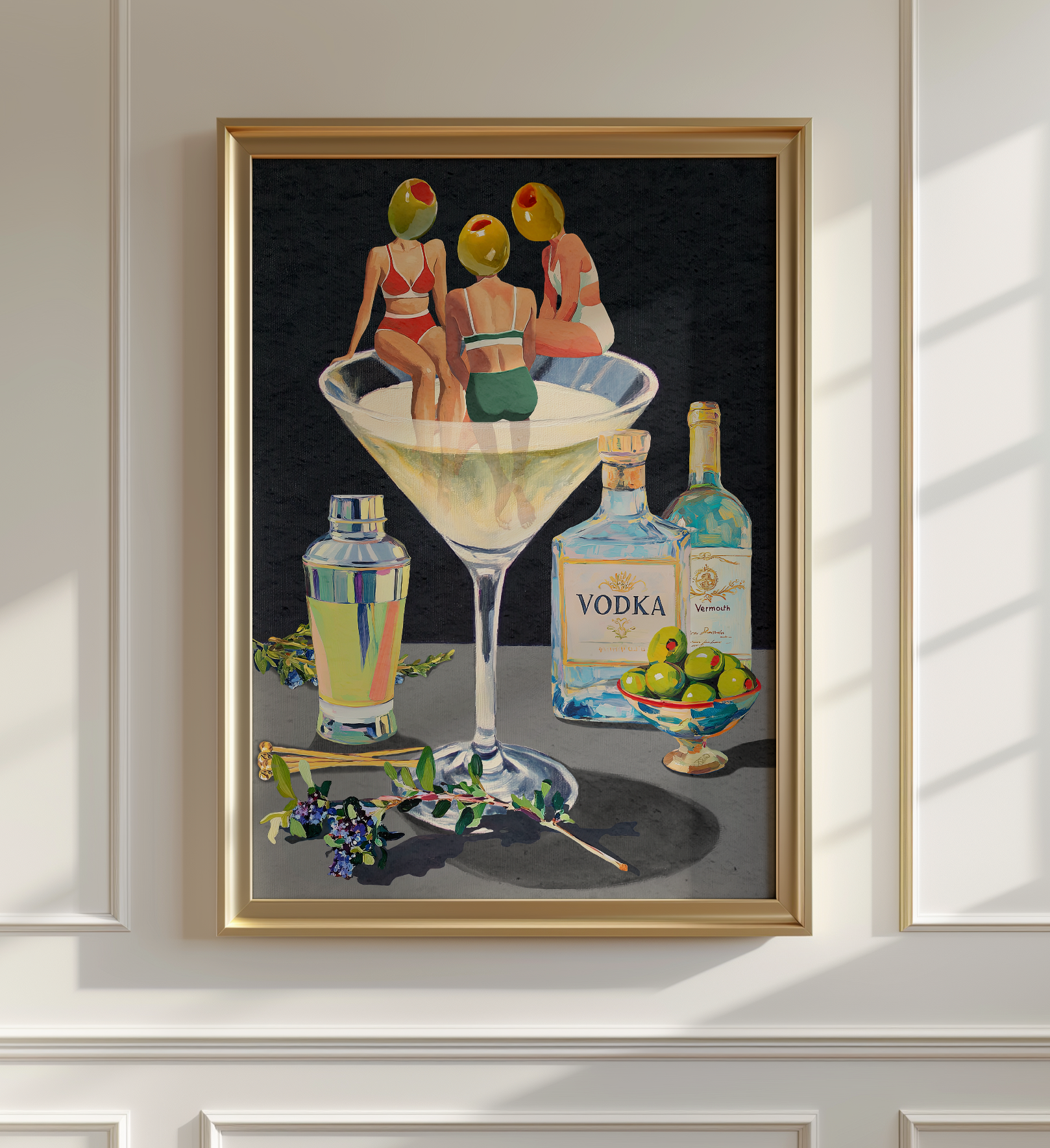 Vintage Dirty Martini Art Print — Dark & Moody Bar Decor