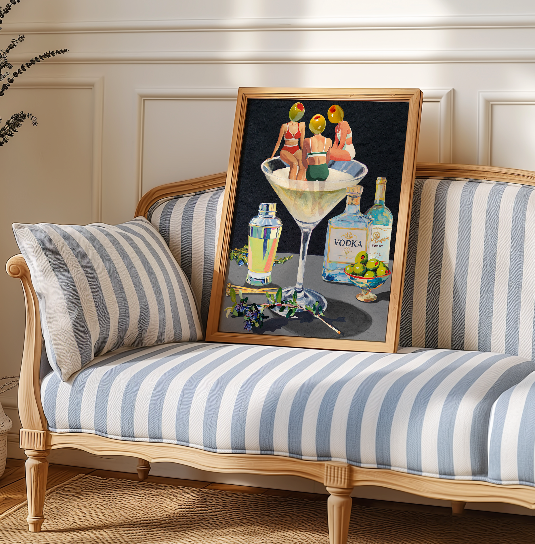 Vintage Dirty Martini Art Print — Dark & Moody Bar Decor