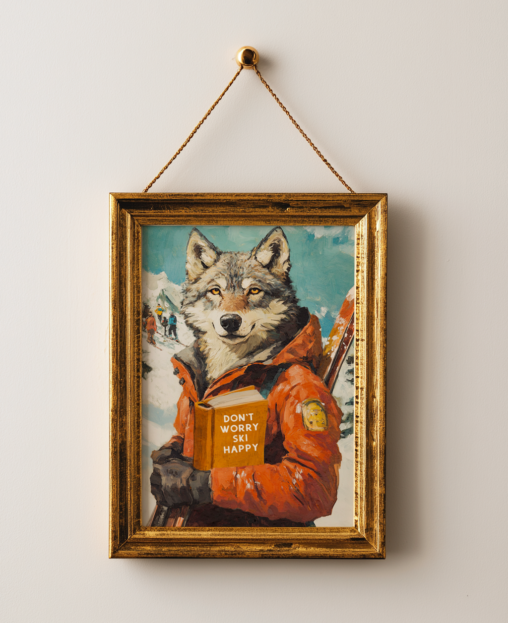 Don't Worry Ski Happy — Wolf Ski Art Print