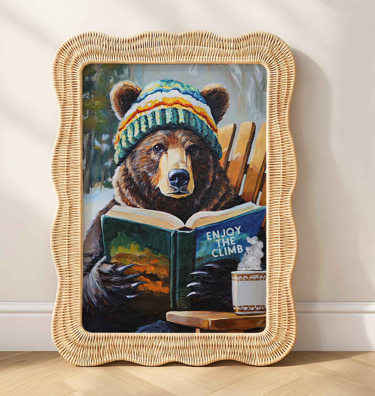Bear Enjoy the Climb Ski Art Print | Ski Lodge Wall Decor | Motivational Bear Ski Poster | Winter Cabin Wall Art | Mountain Ski House Decor