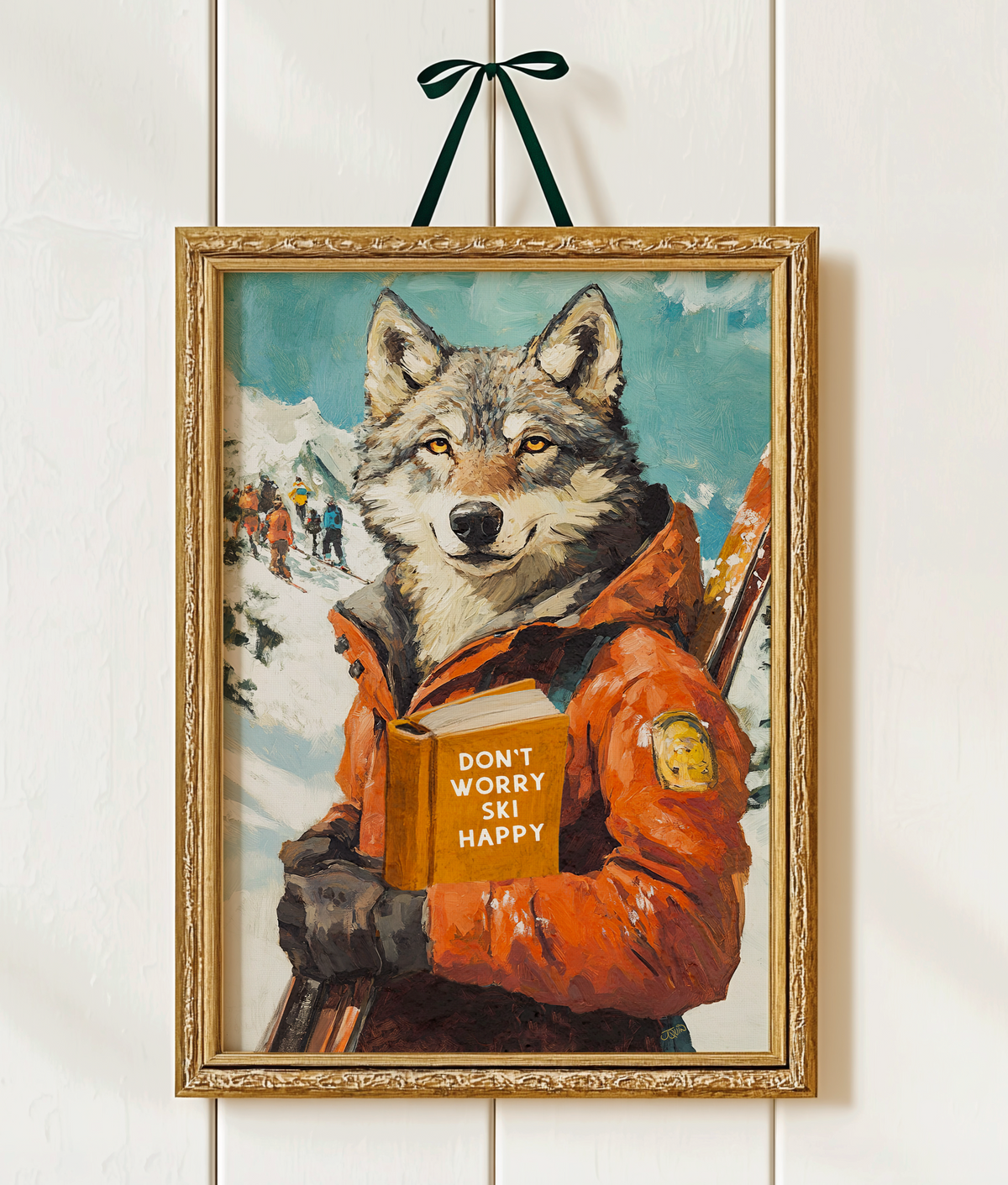 Don't Worry Ski Happy — Wolf Ski Art Print