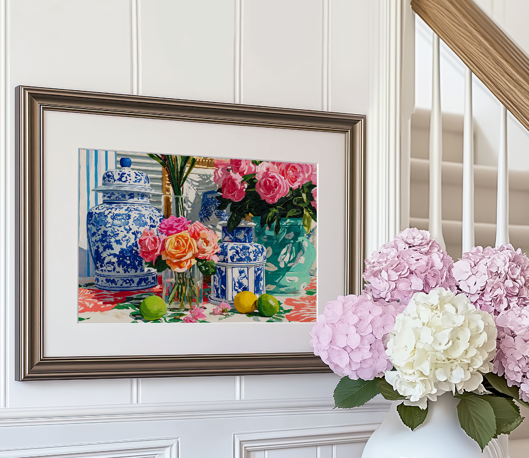 Grandmillennial Floral Still Life Art Print — Vintage Jars