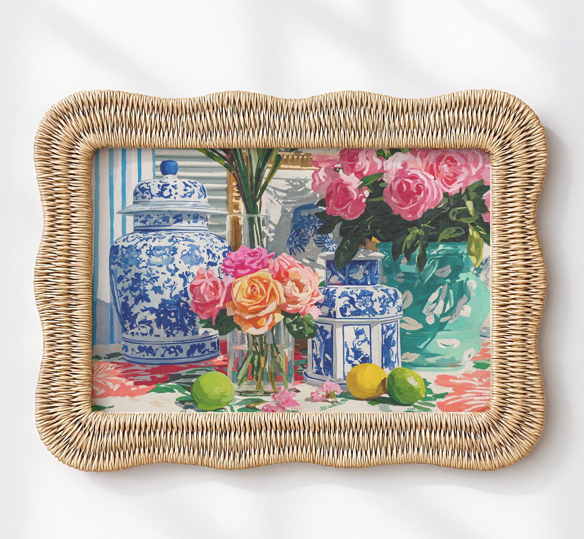 Grandmillennial Floral Still Life Art Print — Vintage Jars