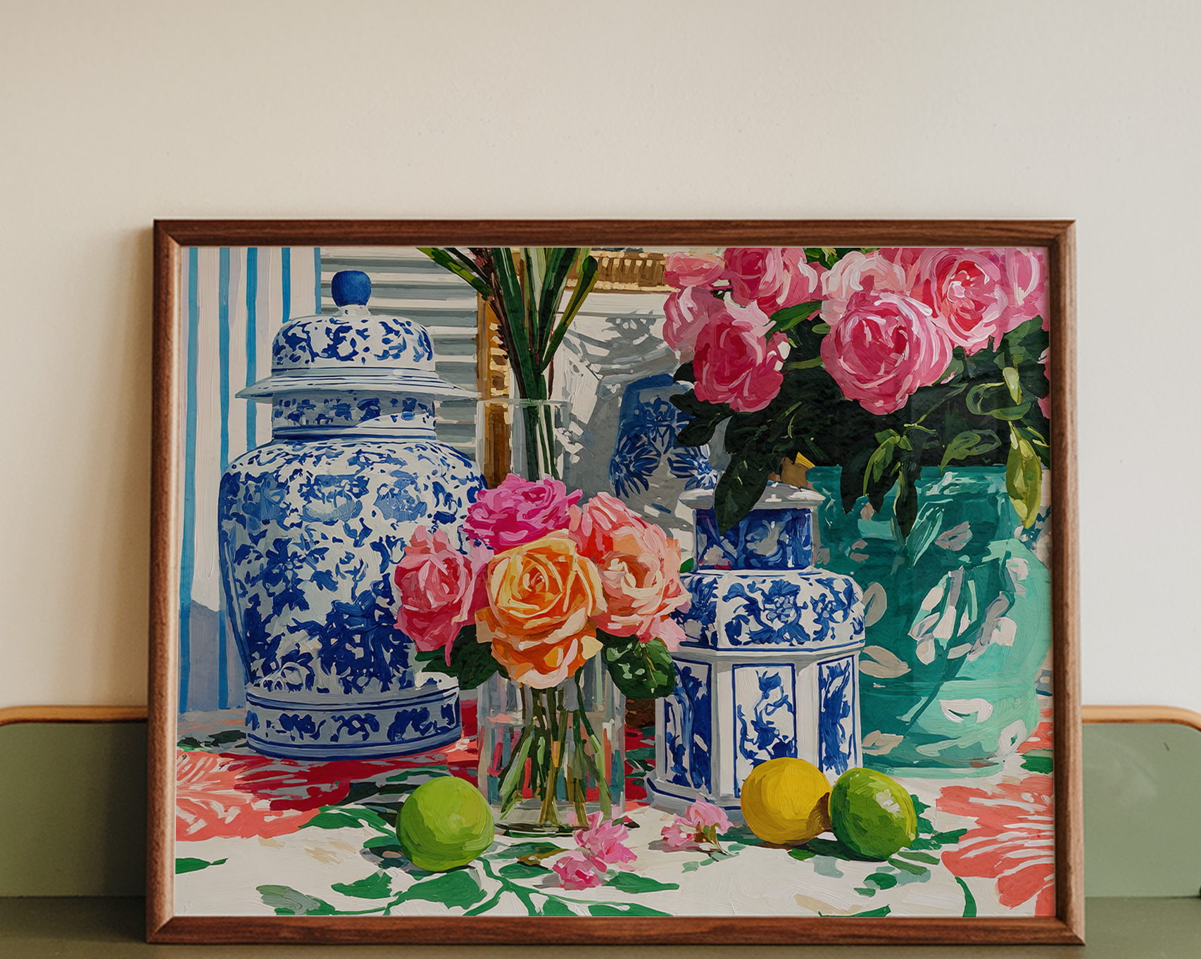 Grandmillennial Floral Still Life Art Print — Vintage Jars