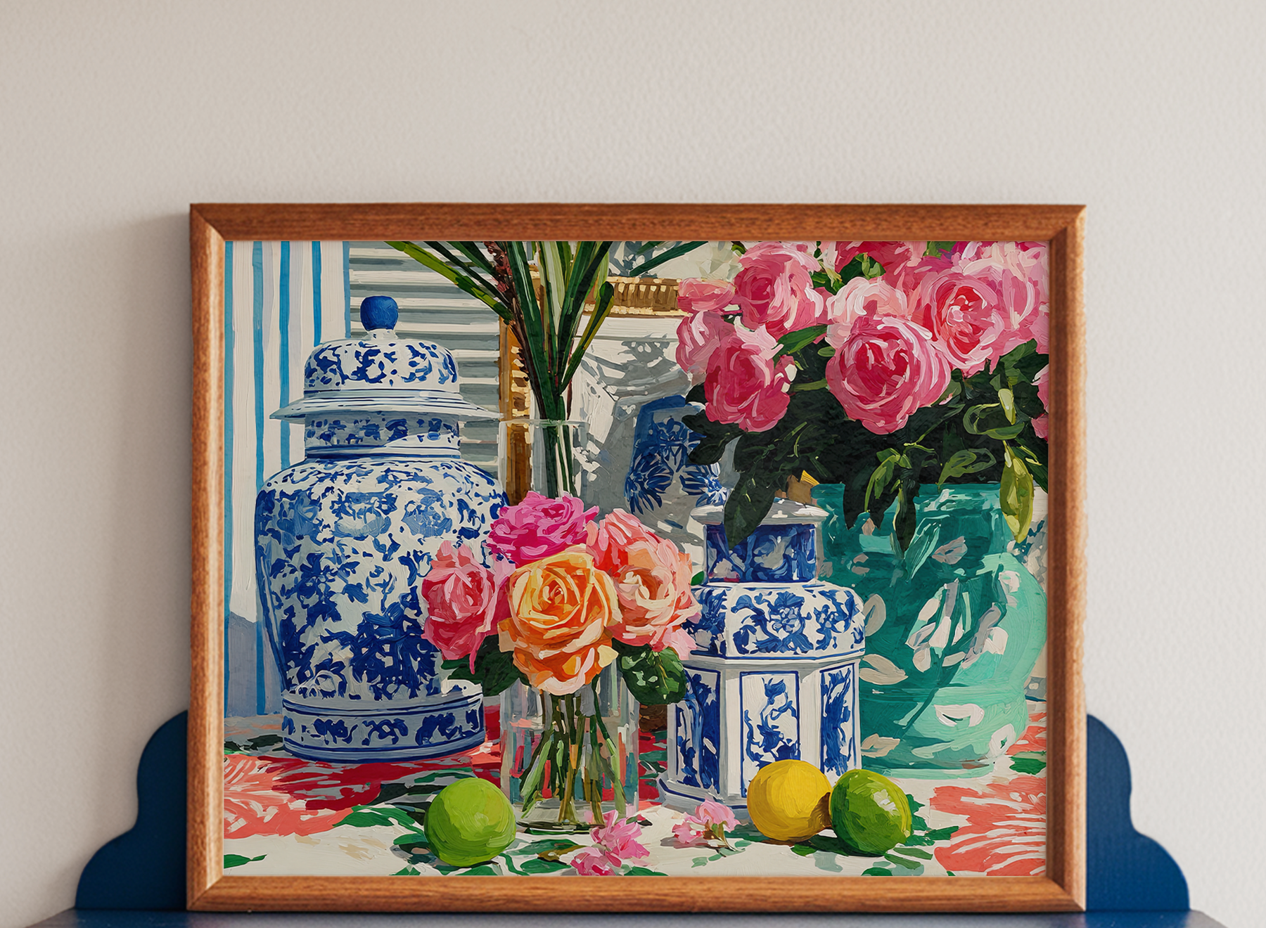 Grandmillennial Floral Still Life Art Print — Vintage Jars