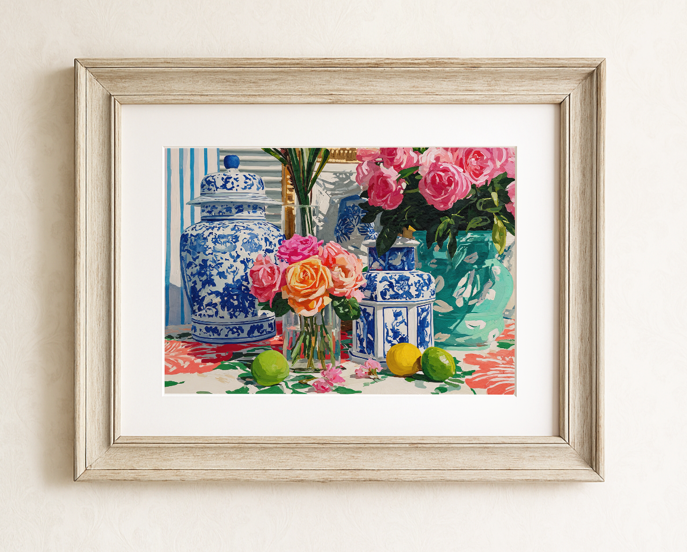 Grandmillennial Floral Still Life Art Print — Vintage Jars