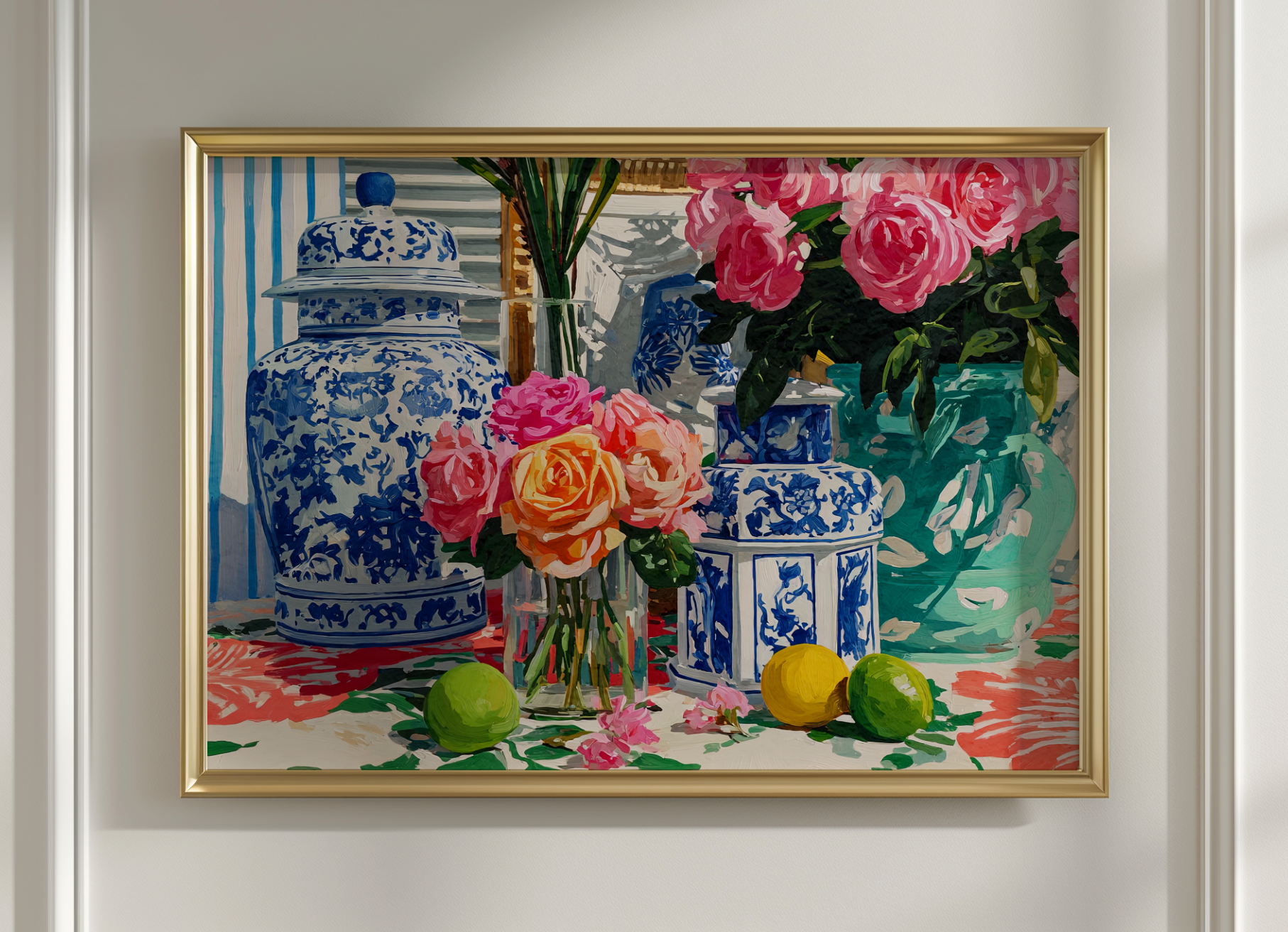 Grandmillennial Floral Still Life Art Print — Vintage Jars