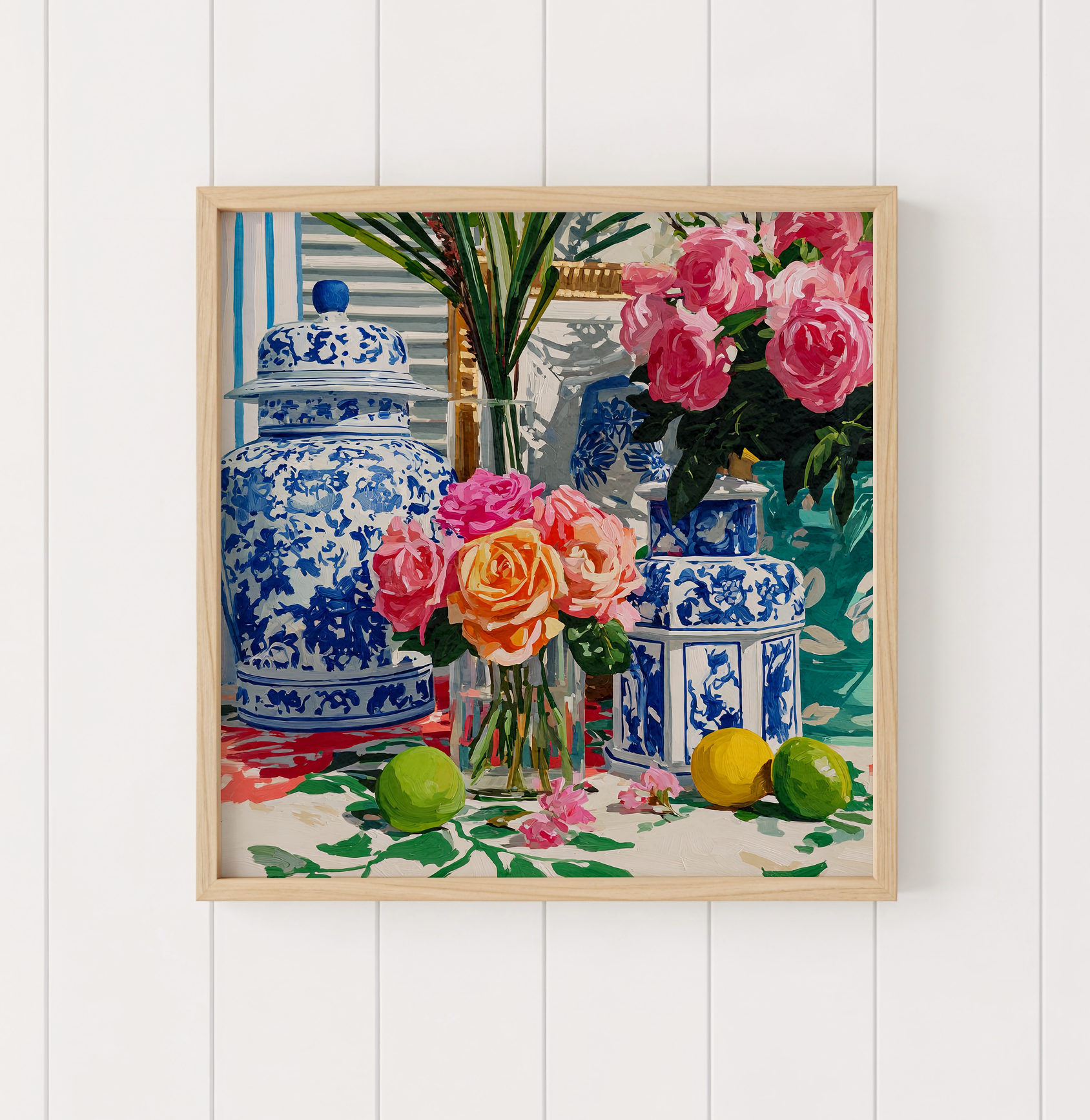 Grandmillennial Floral Still Life Art Print — Vintage Jars