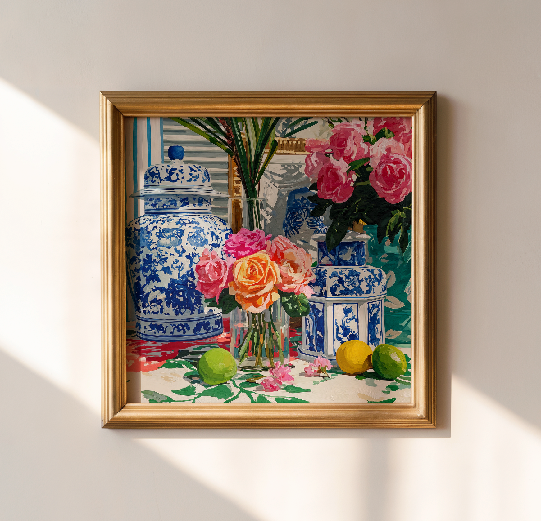Grandmillennial Floral Still Life Art Print — Vintage Jars