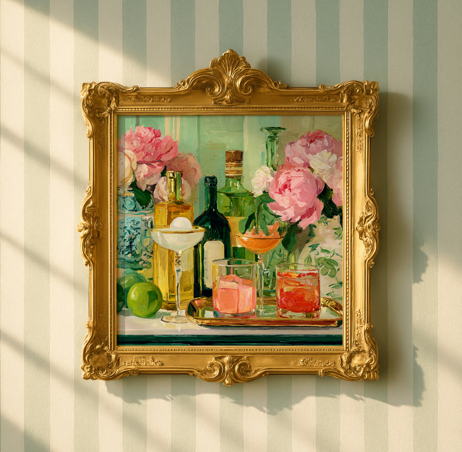 Grandmillennial Floral Vase Art Print — Bar Cart Decor