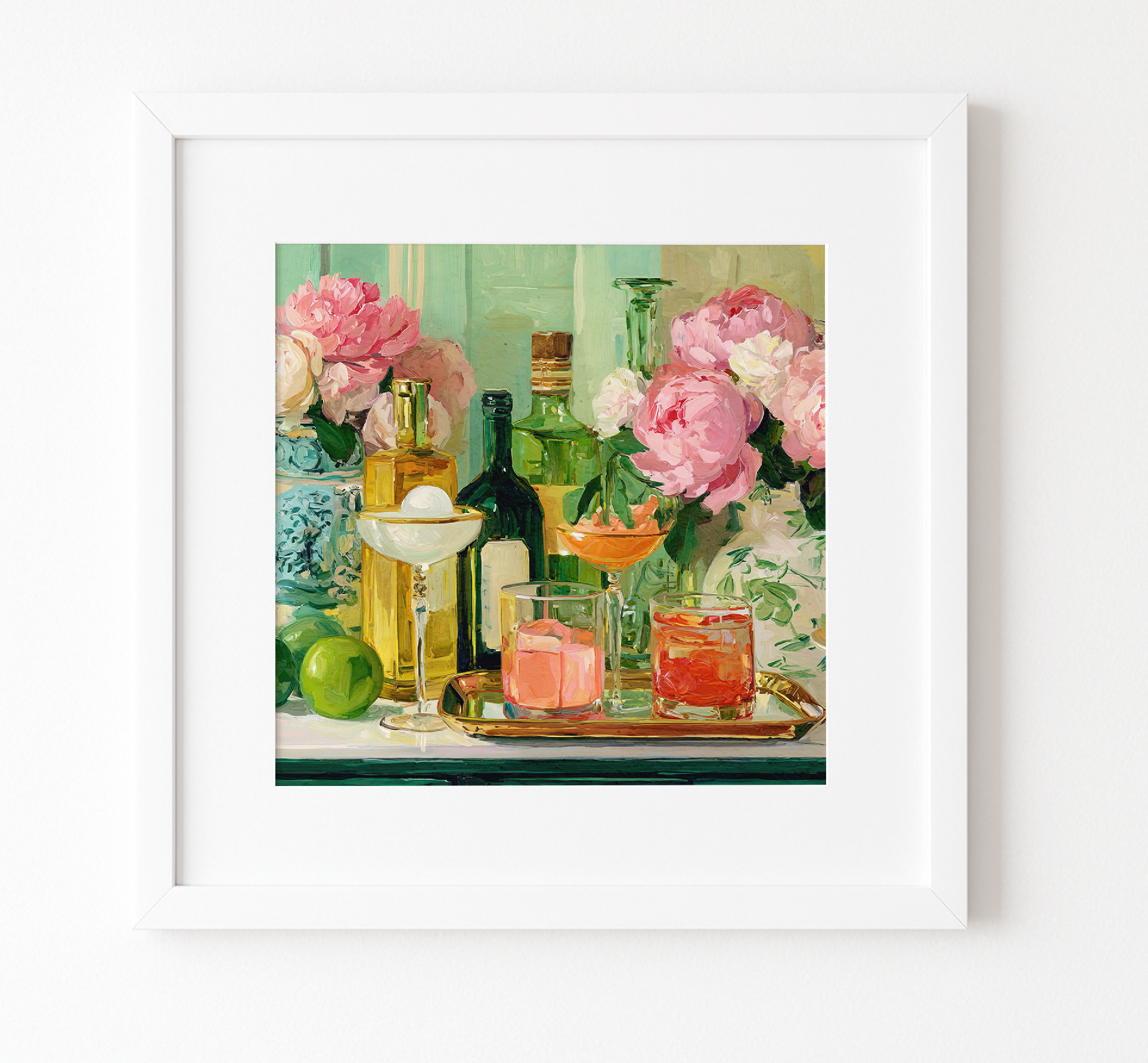 Grandmillennial Floral Vase Art Print — Bar Cart Decor