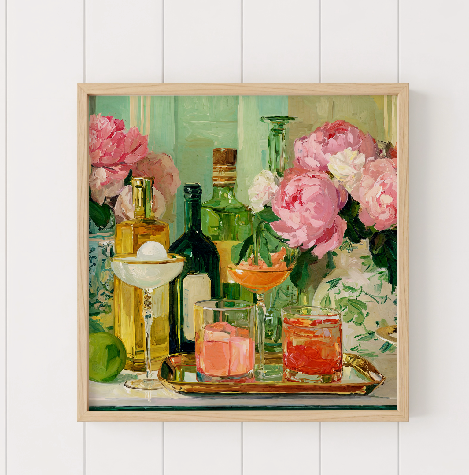 Grandmillennial Floral Vase Art Print — Bar Cart Decor