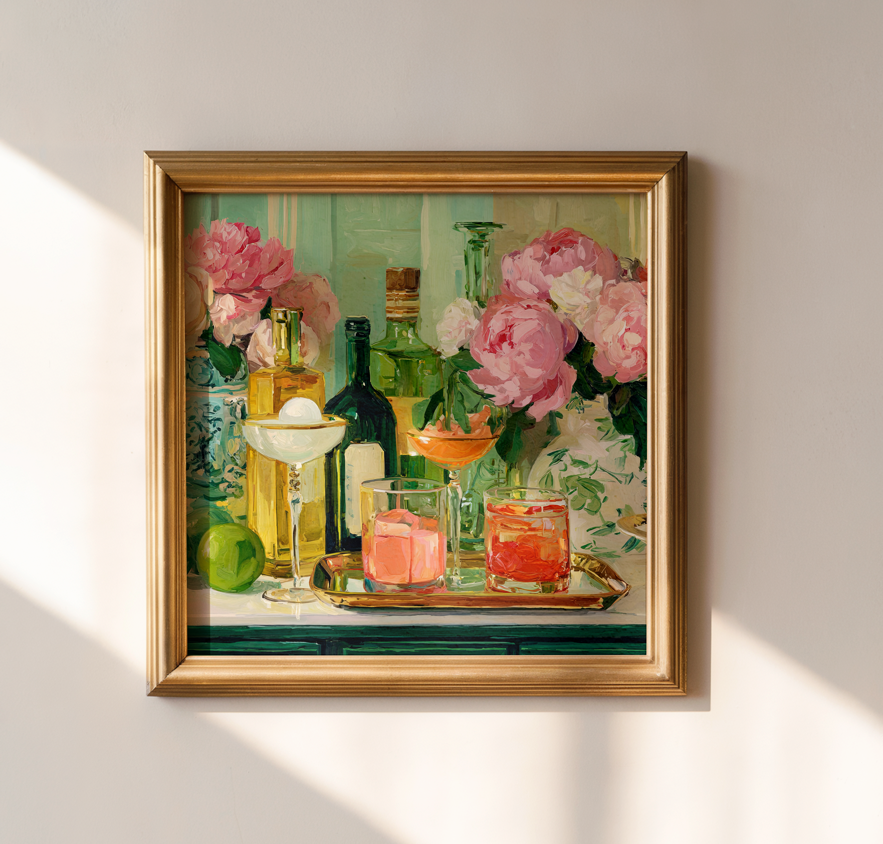 Grandmillennial Floral Vase Art Print — Bar Cart Decor