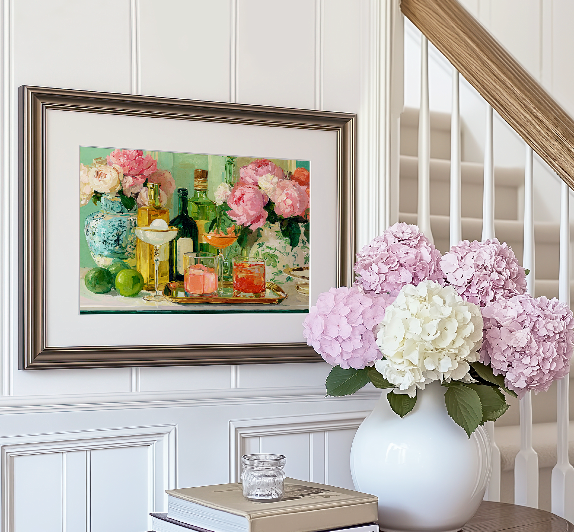 Grandmillennial Floral Vase Art Print — Bar Cart Decor