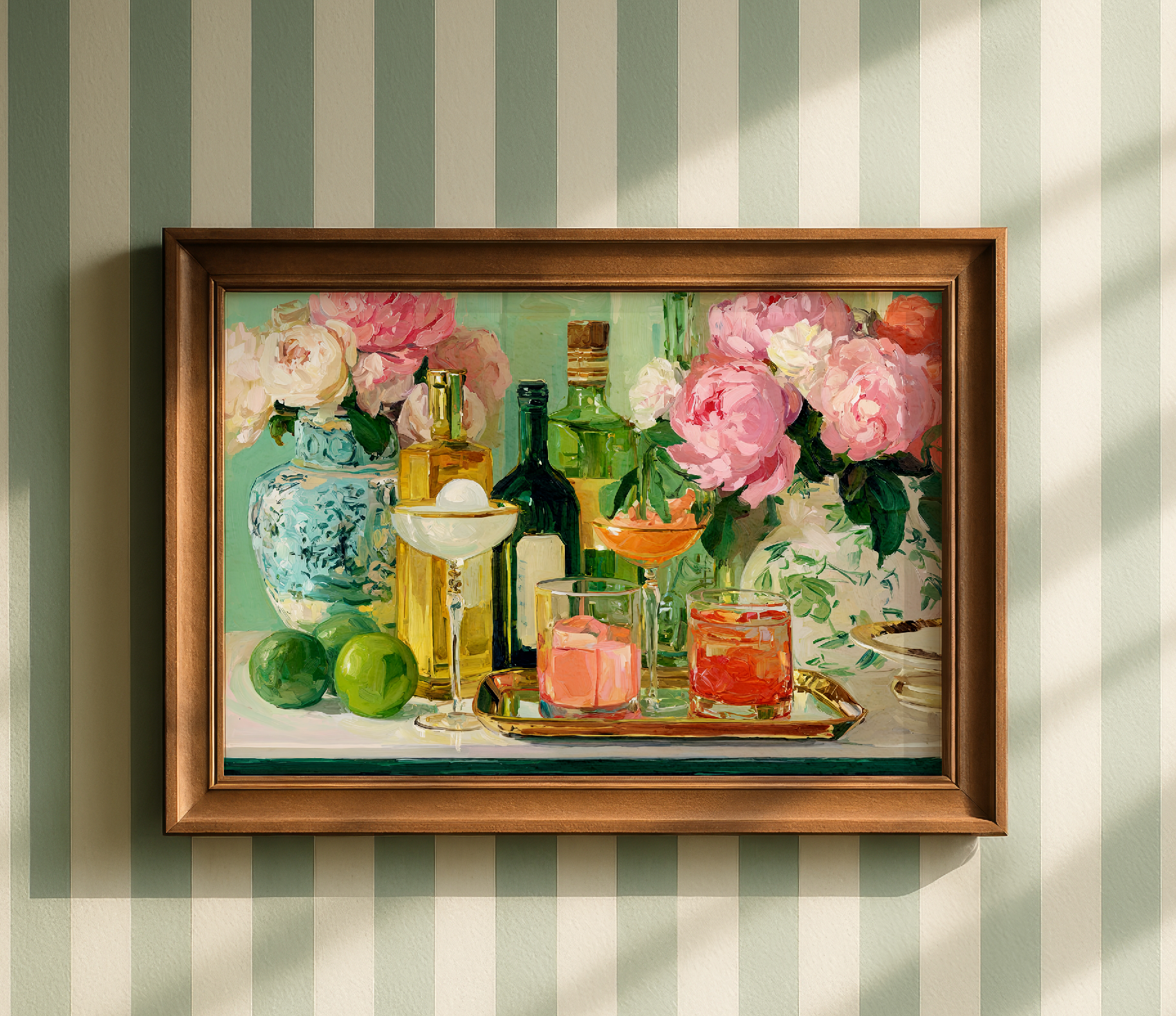 Grandmillennial Floral Vase Art Print — Bar Cart Decor