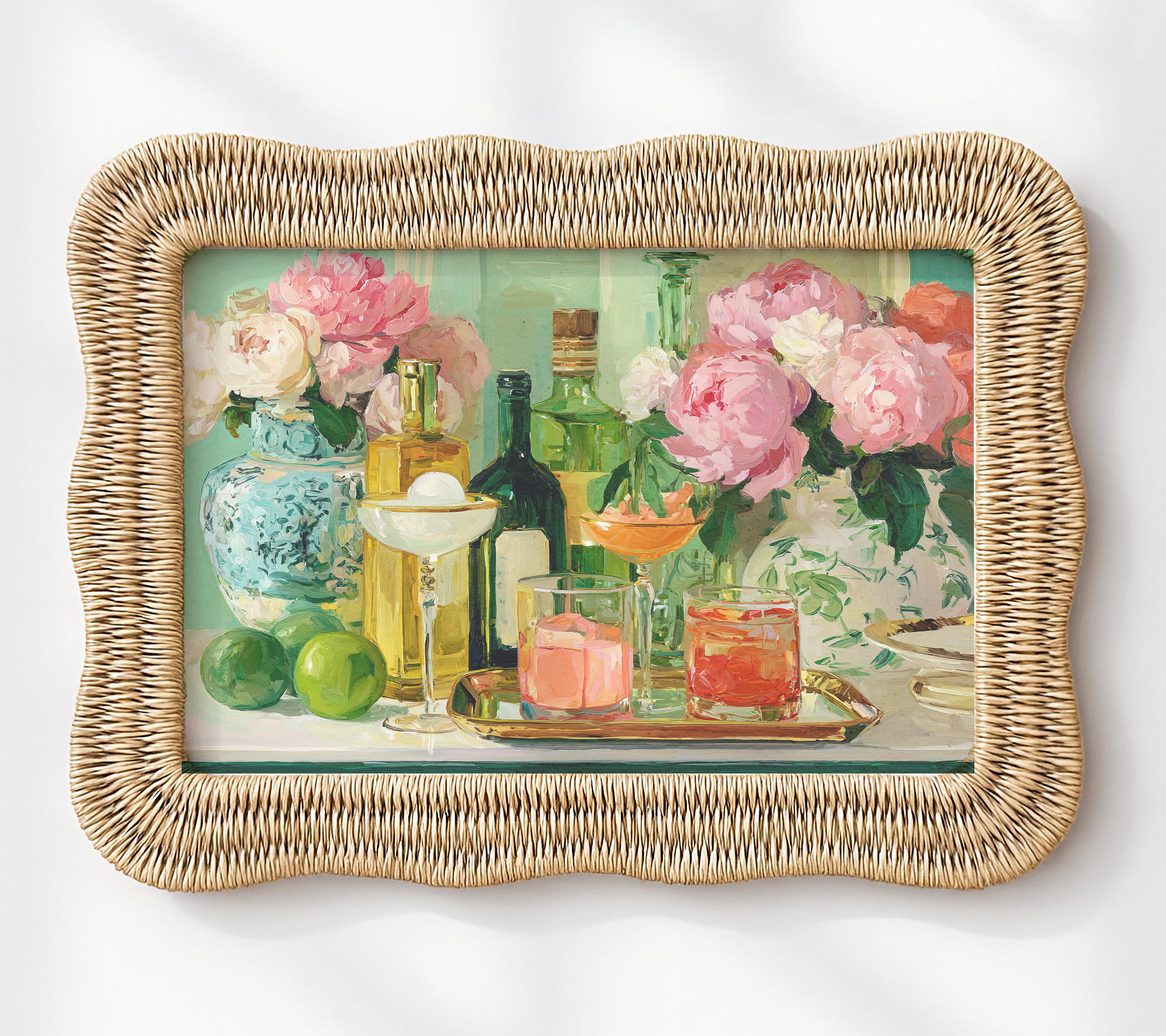 Grandmillennial Floral Vase Art Print — Bar Cart Decor