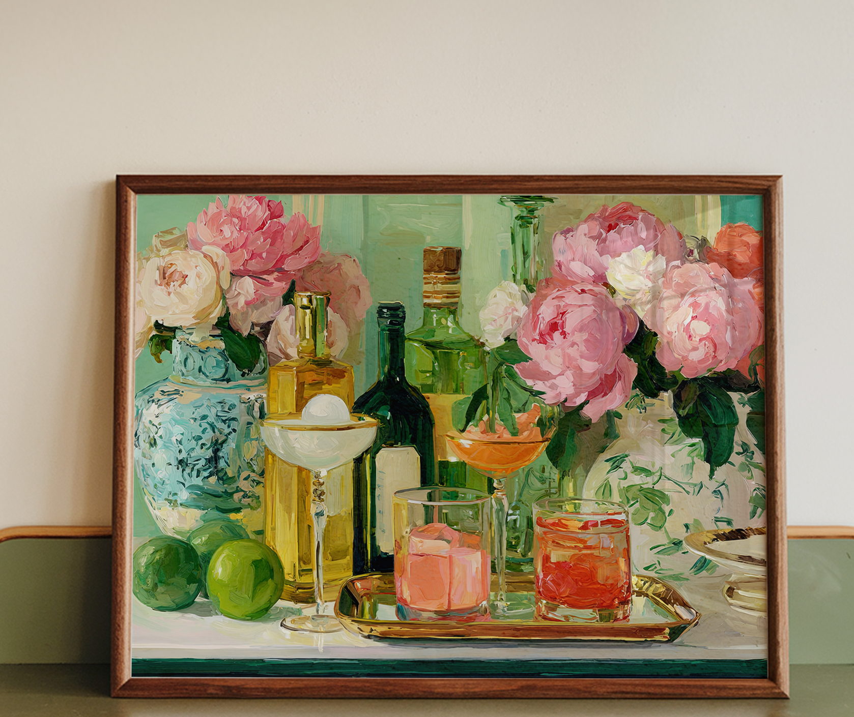 Grandmillennial Floral Vase Art Print — Bar Cart Decor