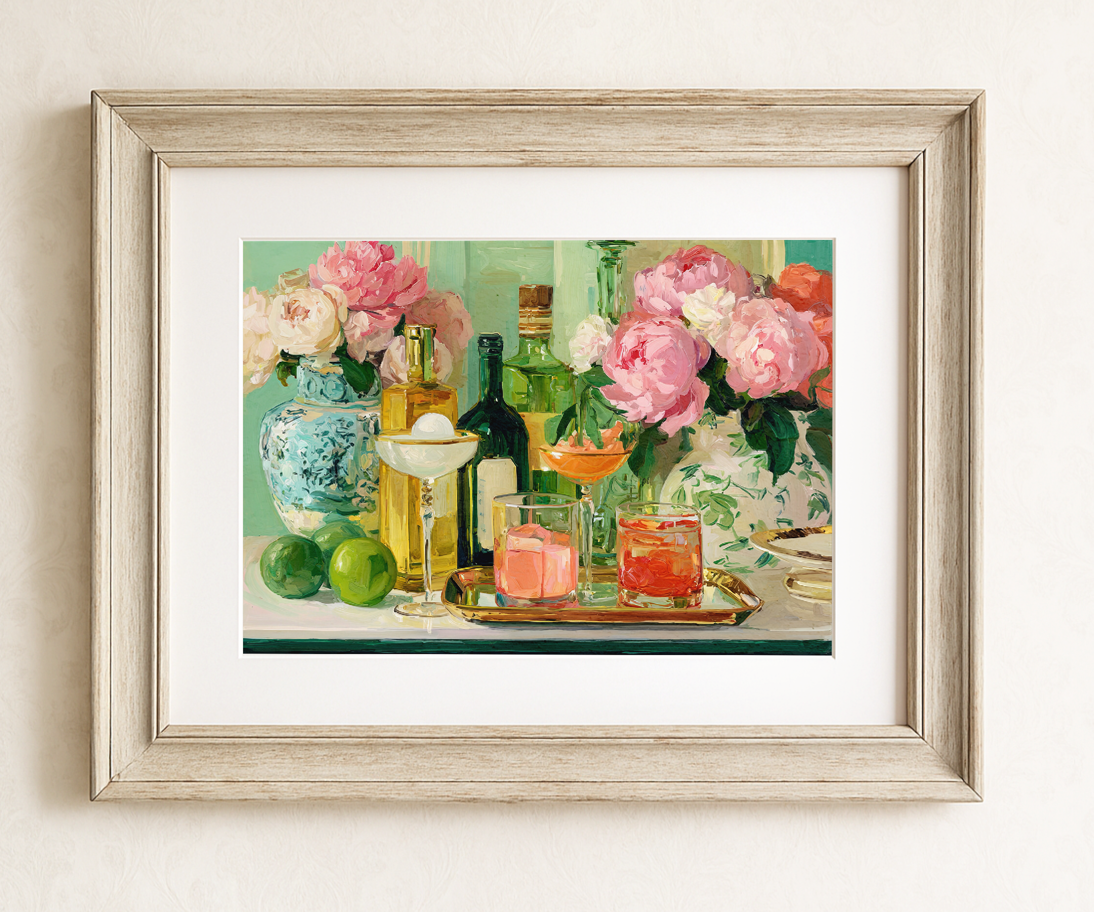 Grandmillennial Floral Vase Art Print — Bar Cart Decor