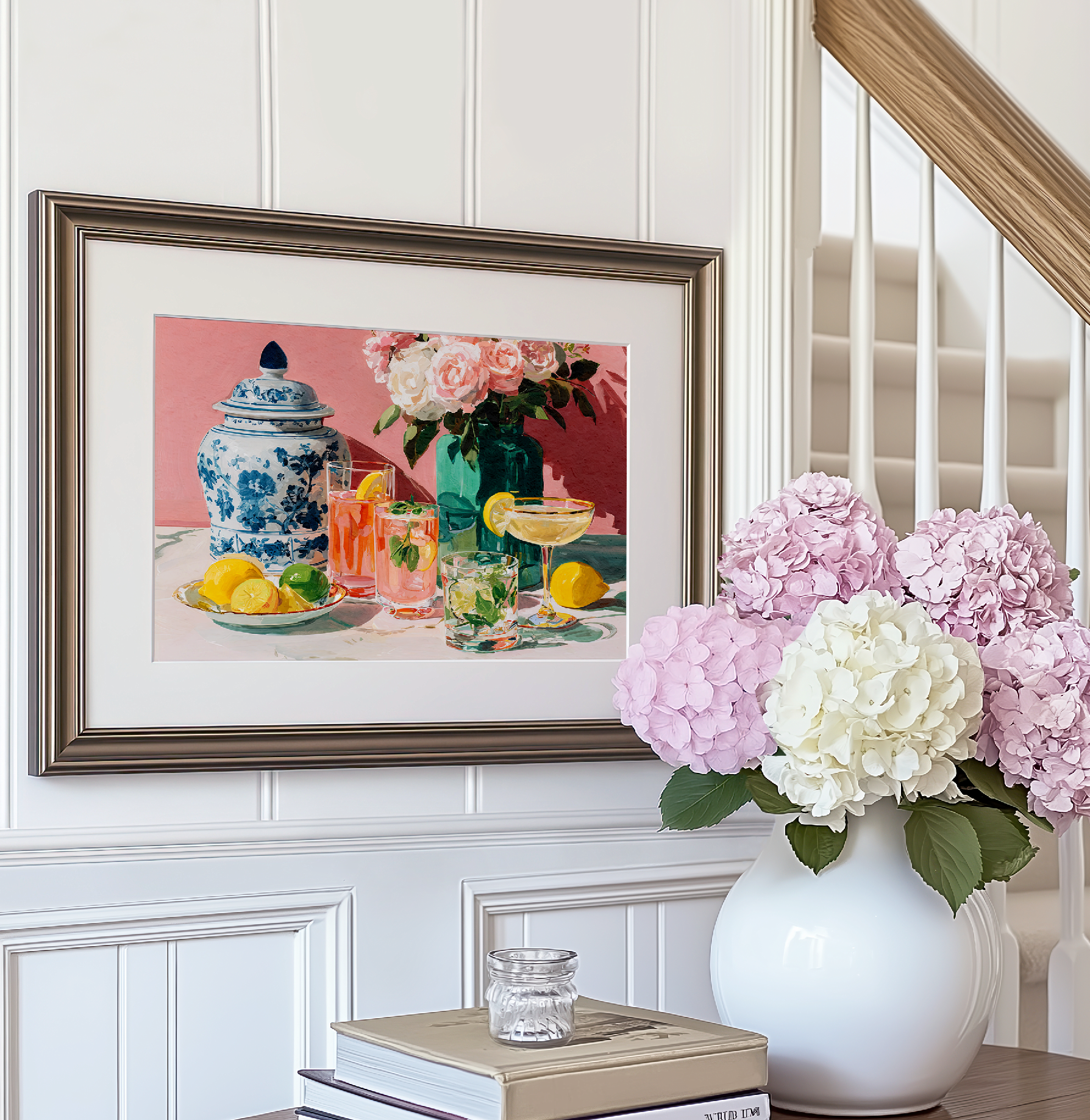 Grandmillennial Floral Cocktail Art Print — Vintage Poster