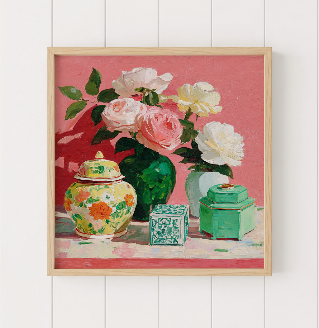 Grandmillennial Floral Art Print — Vintage Botanical