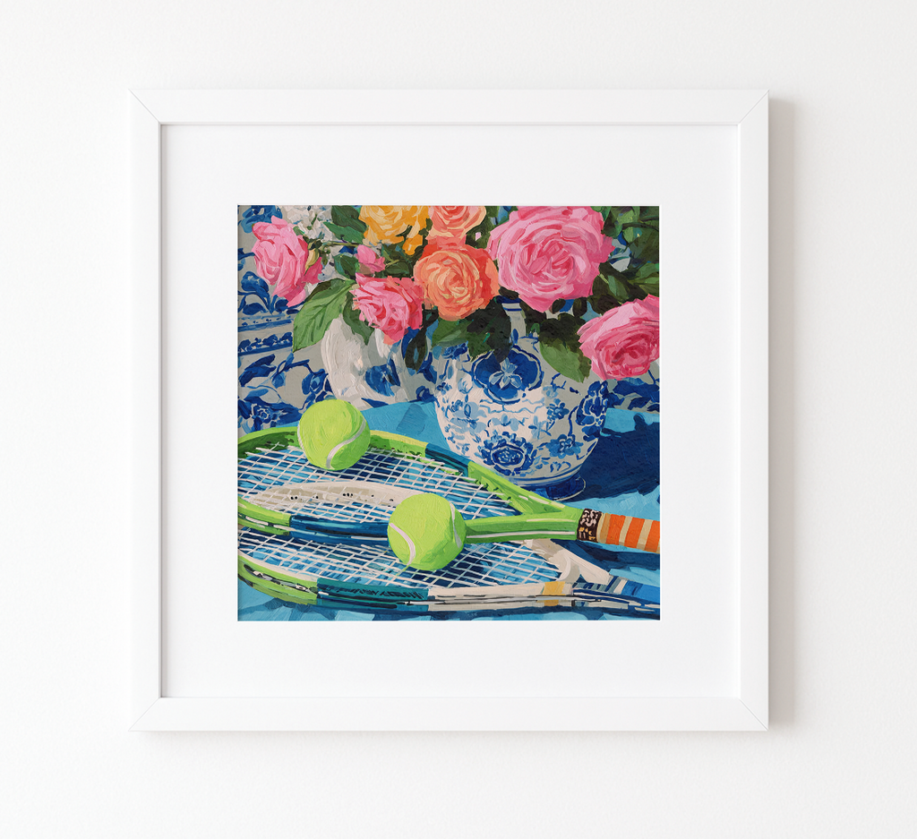 Tennis Floral Art Print — Preppy Botanical Decor