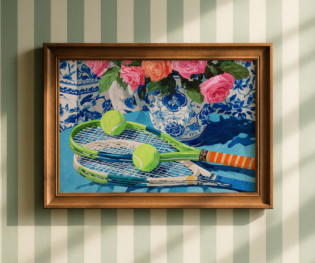 Tennis Floral Art Print — Preppy Botanical Decor