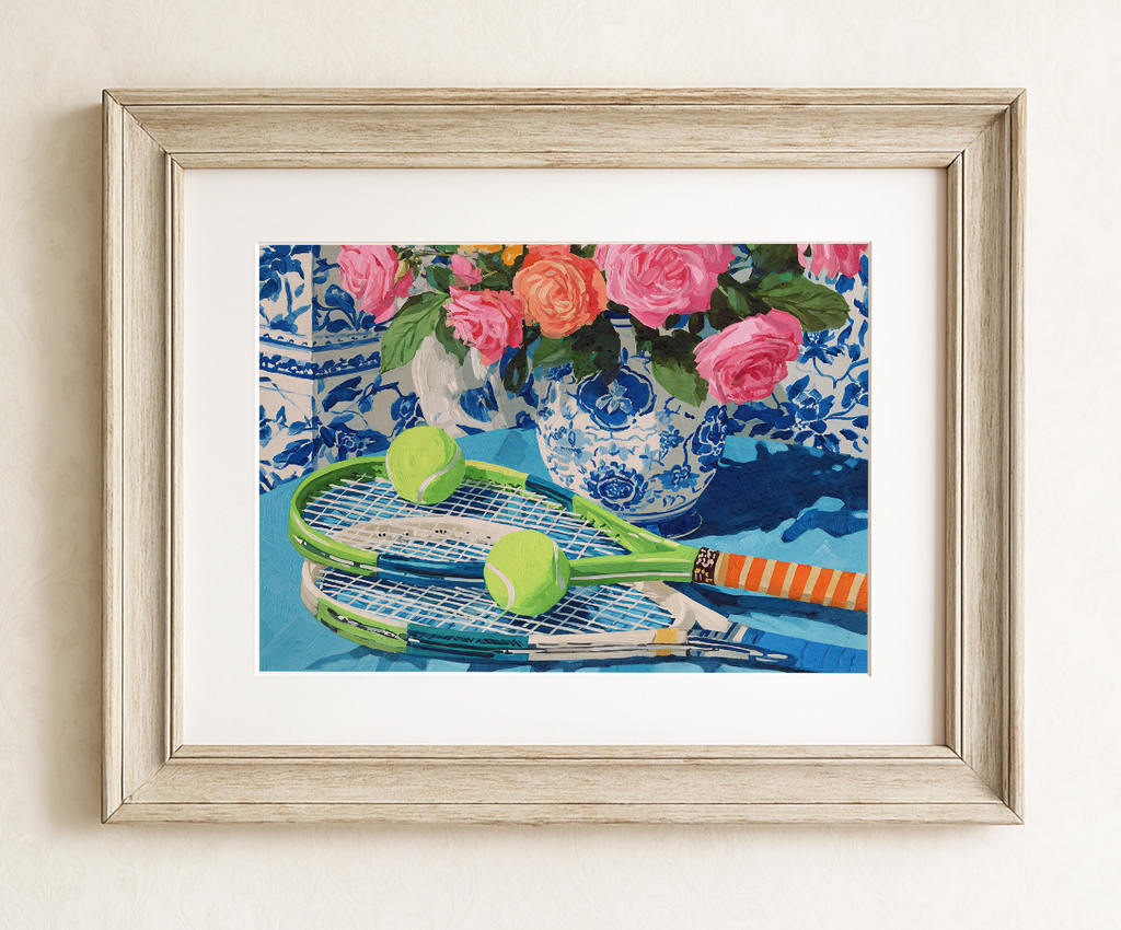 Tennis Floral Art Print — Preppy Botanical Decor