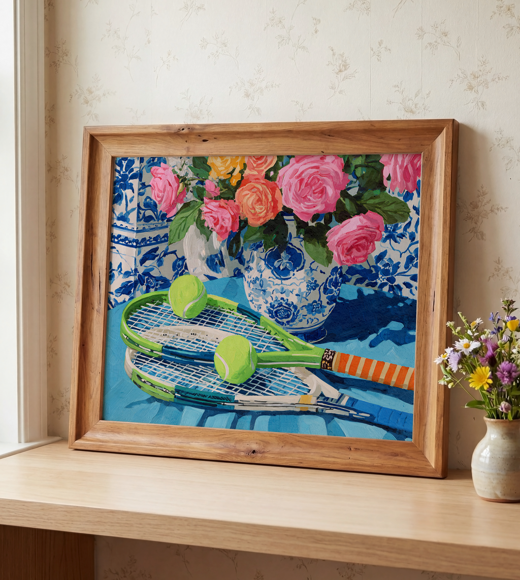 Tennis Floral Art Print — Preppy Botanical Decor