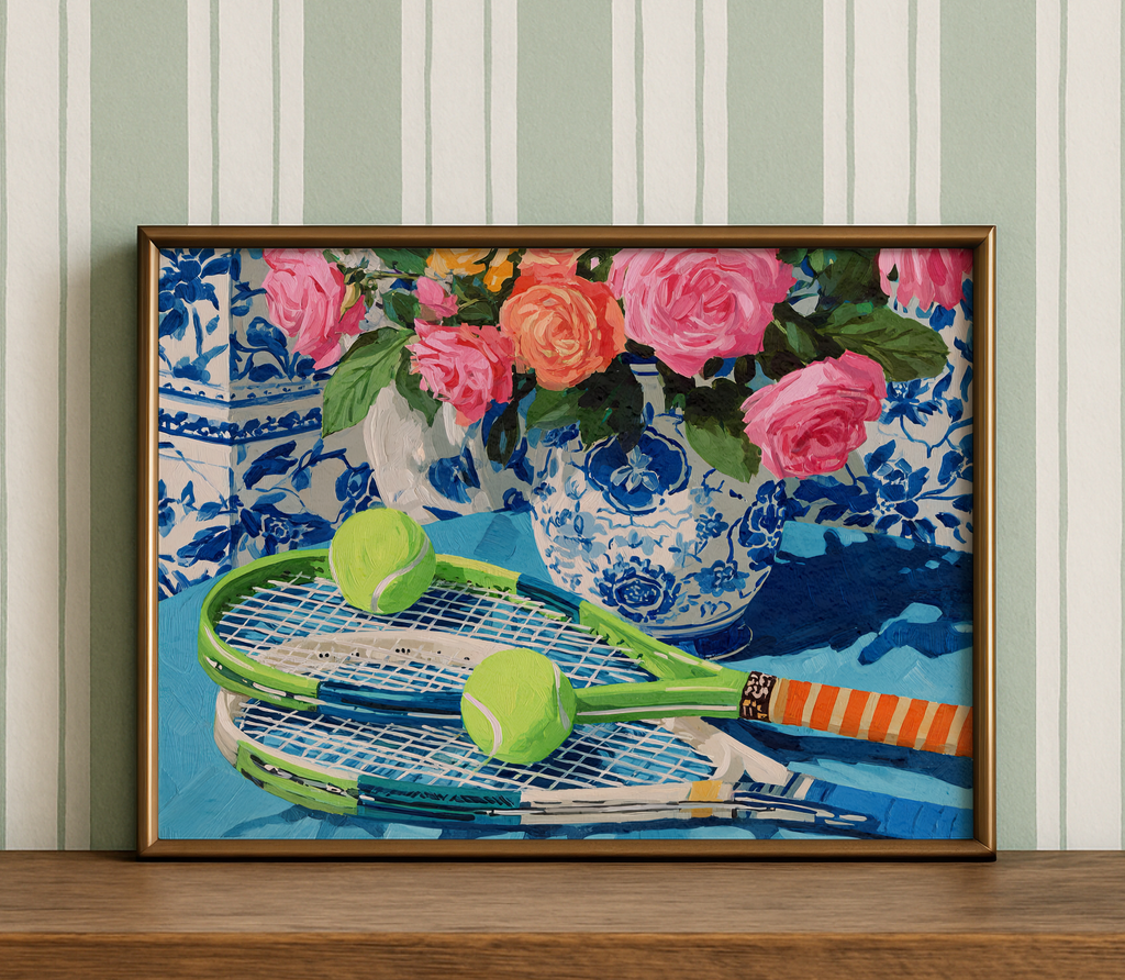 Tennis Floral Art Print — Preppy Botanical Decor