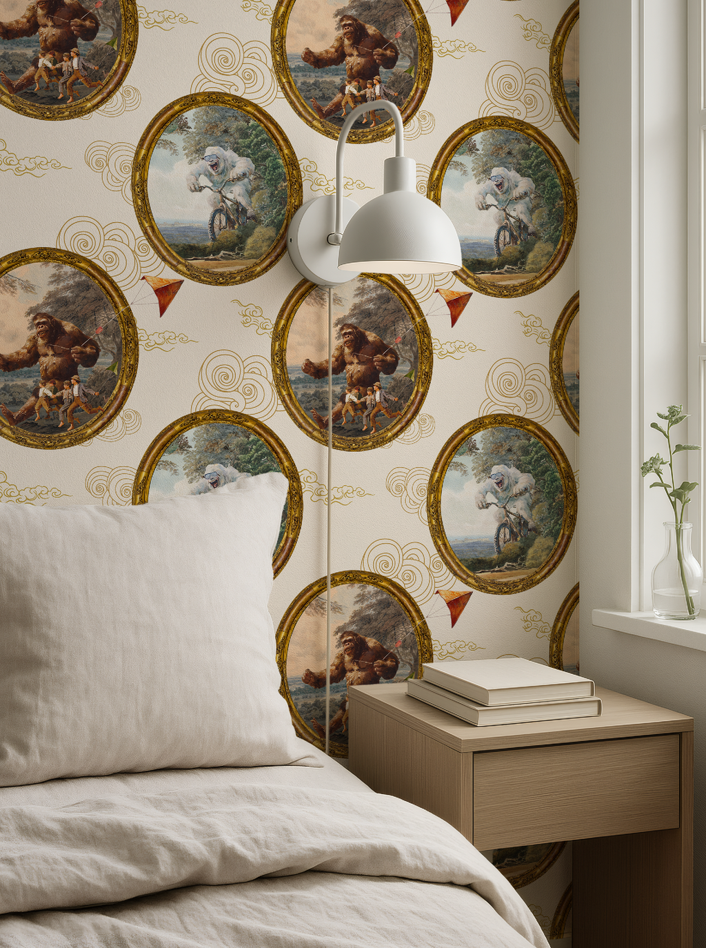 Fun Fantasy Snow Monster & Bigfoot Creatures in Ivory - Wallpaper