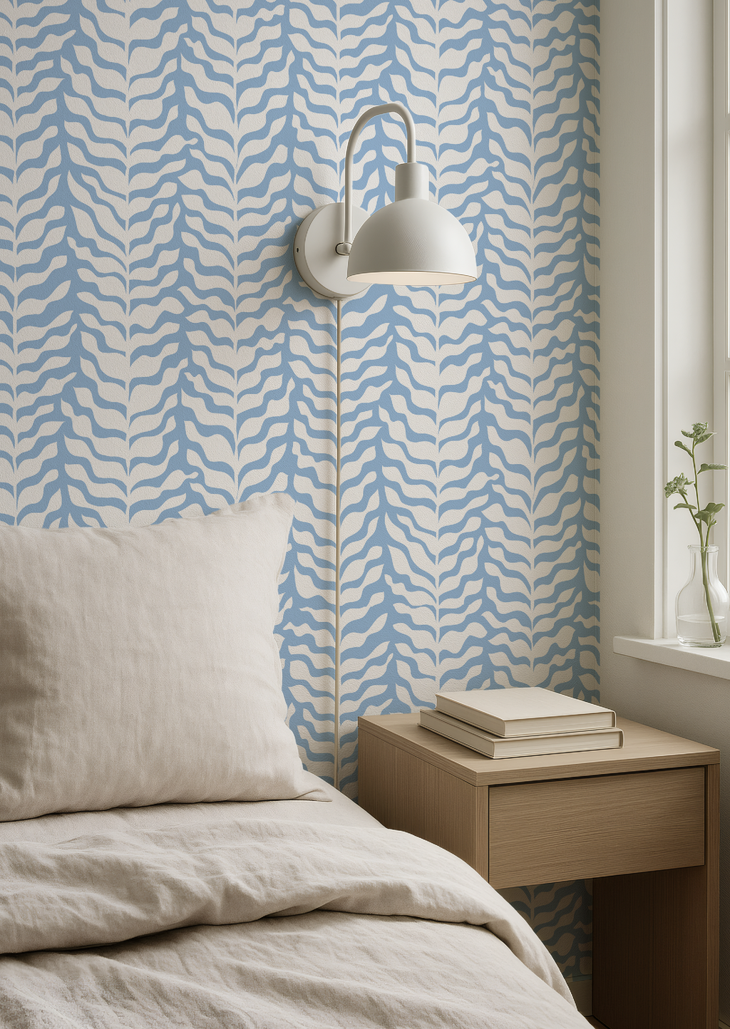 Boho Garden Blue Trellis Botanical - Wallpaper