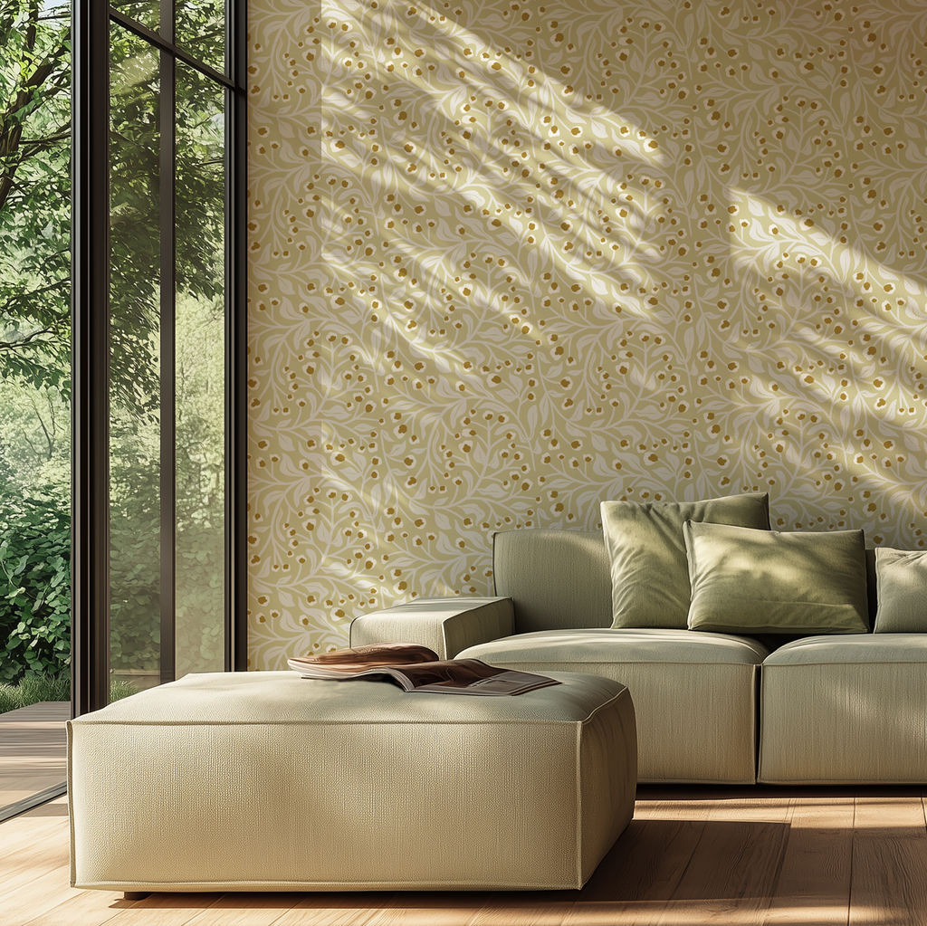 Gilded Branches in Ivory - Wallpaper