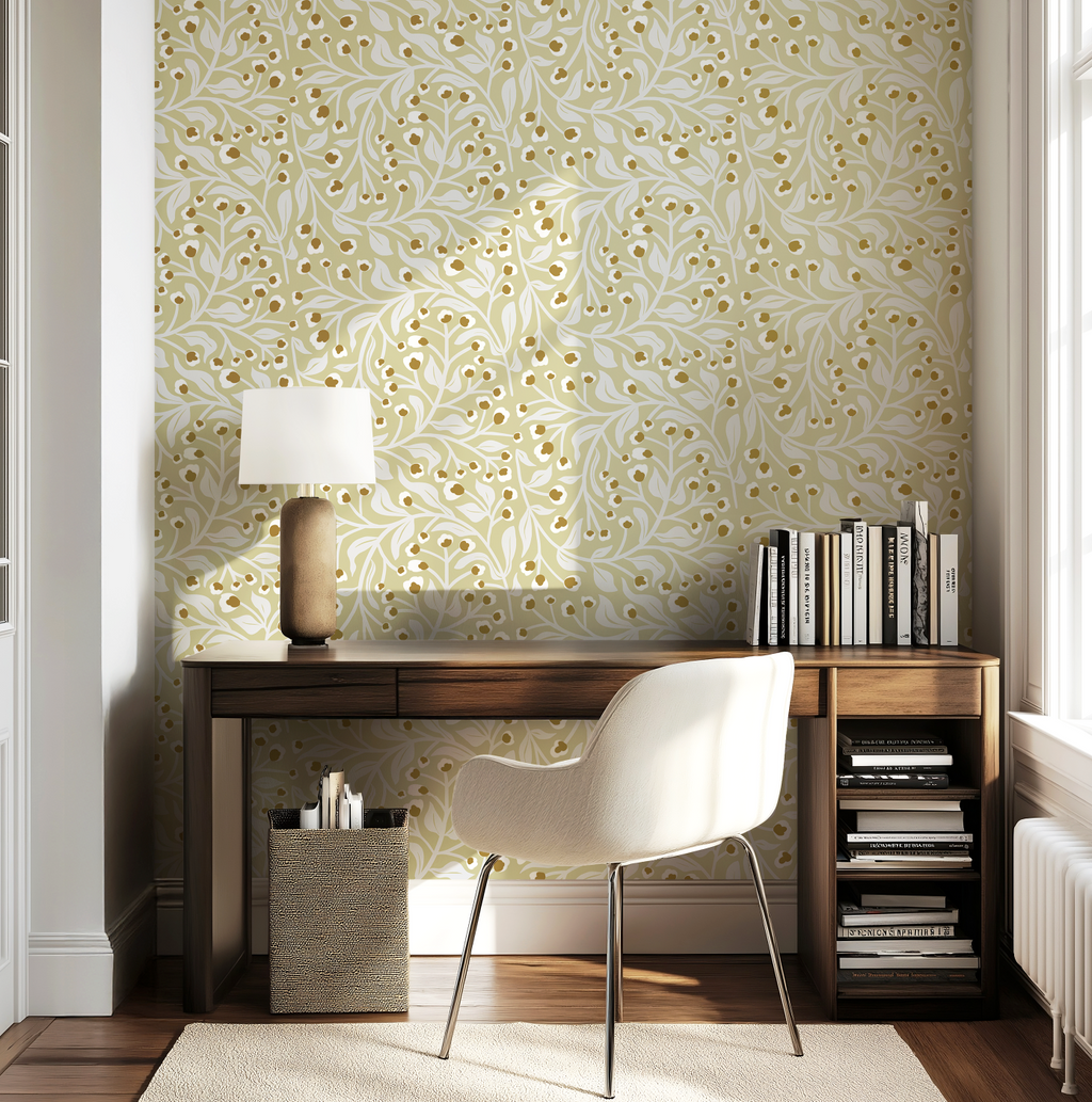 Gilded Branches in Ivory - Wallpaper