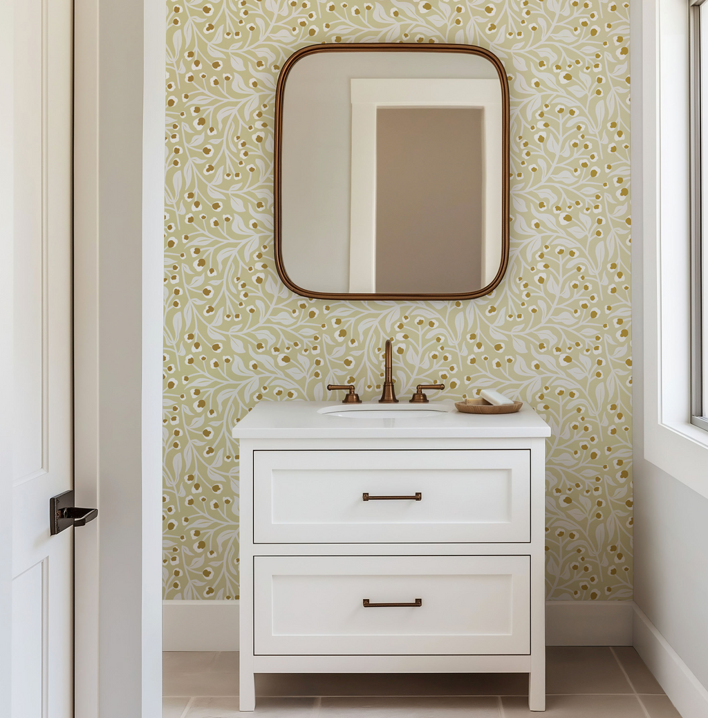 Gilded Branches in Ivory - Wallpaper