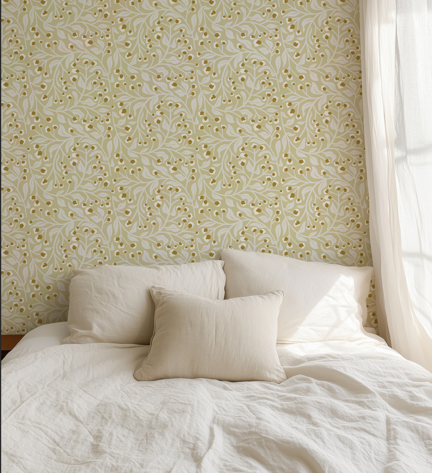 Gilded Branches in Ivory - Wallpaper