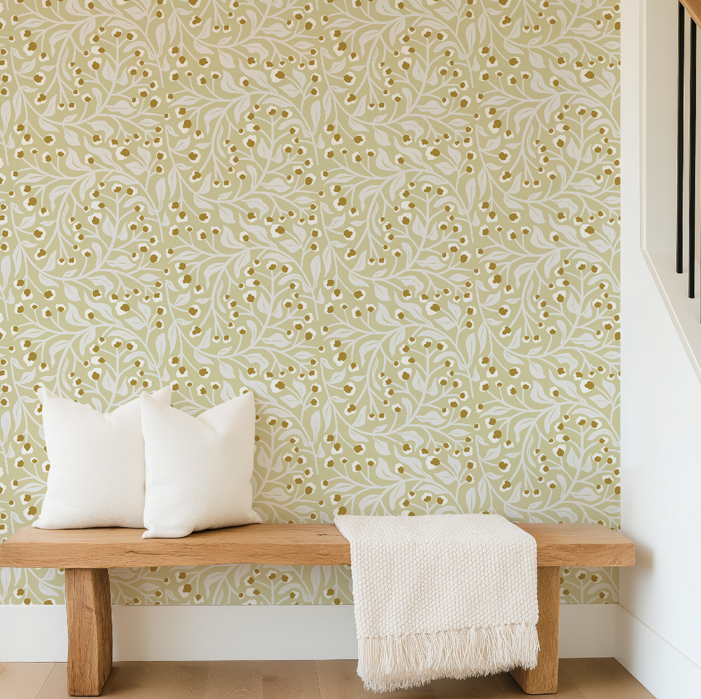 Gilded Branches in Ivory - Wallpaper