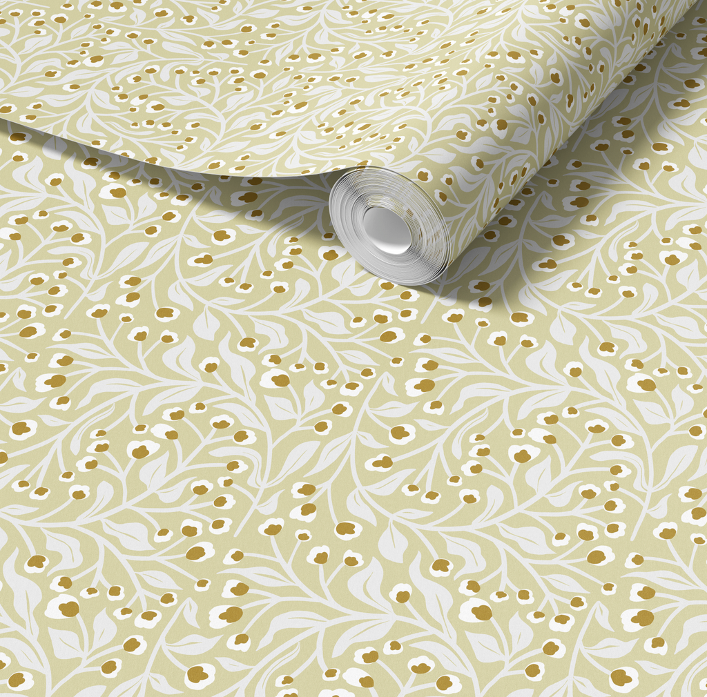 Gilded Branches in Ivory - Wallpaper