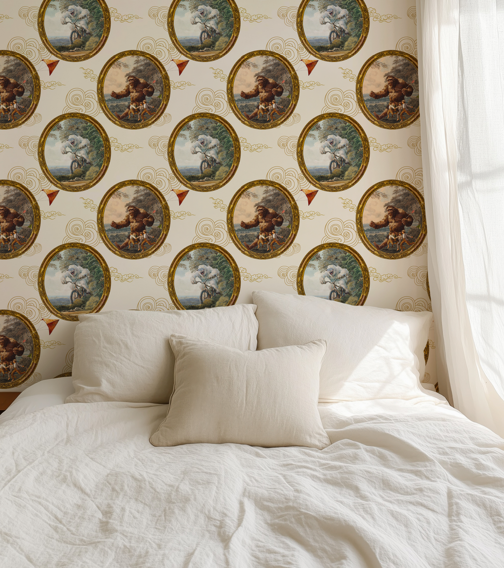 Fun Fantasy Snow Monster & Bigfoot Creatures in Ivory - Wallpaper