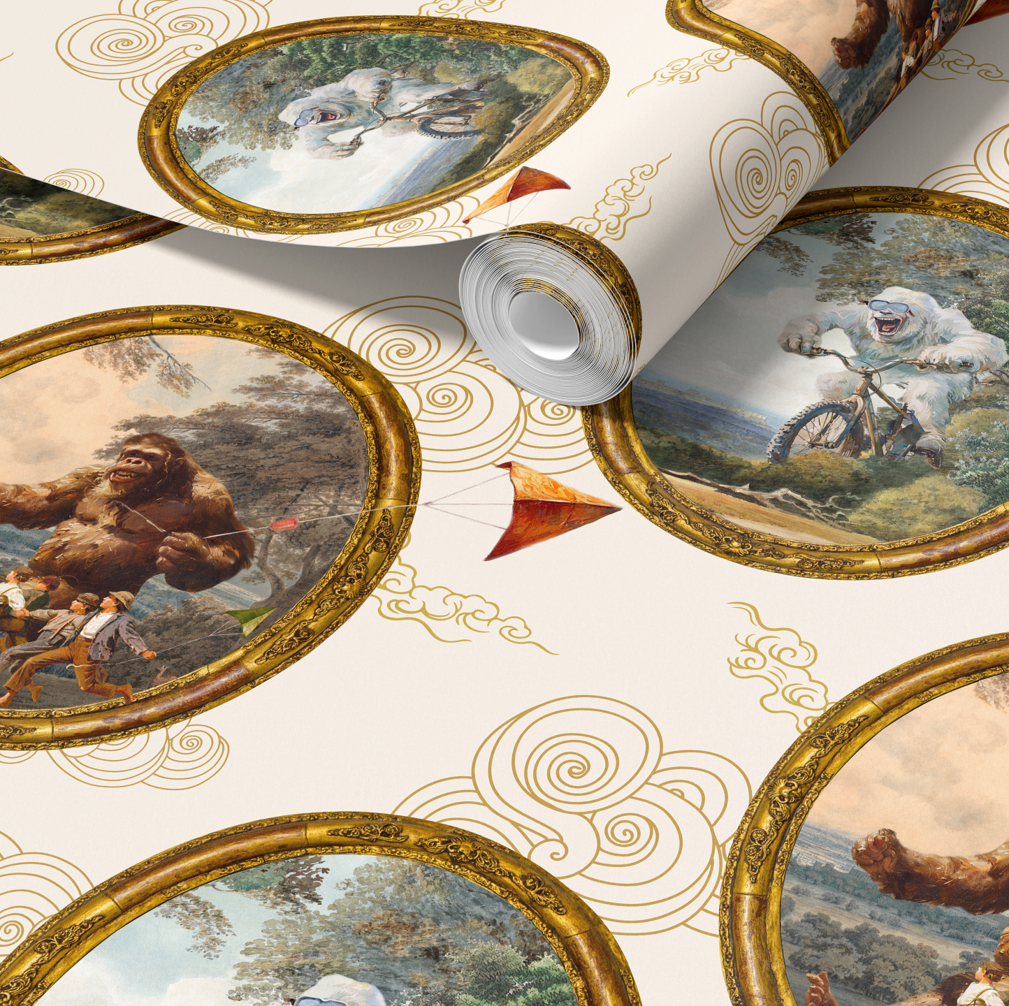 Fun Fantasy Snow Monster & Bigfoot Creatures in Ivory - Wallpaper