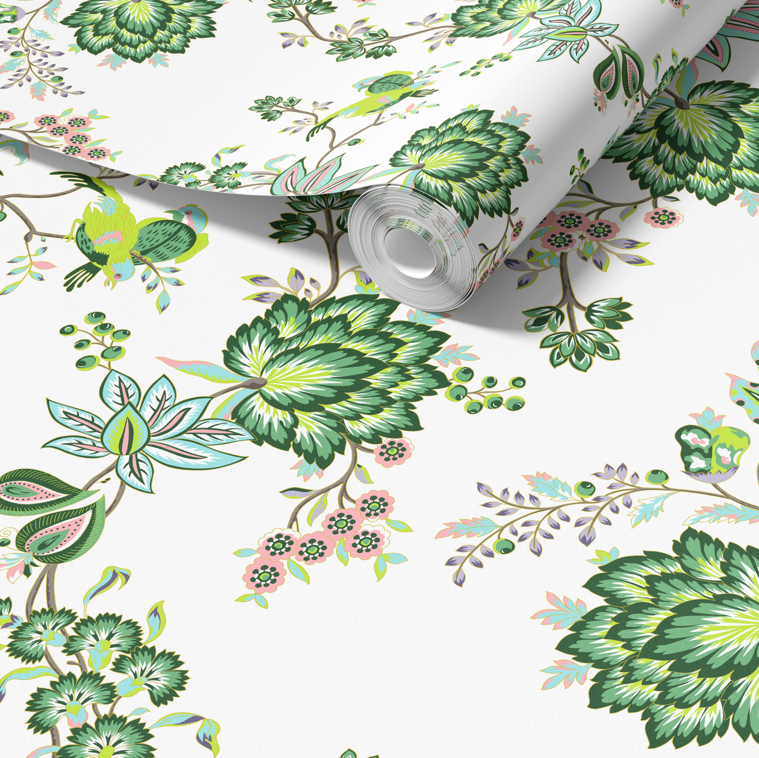 Bohemian Vines in White - Wallpaper