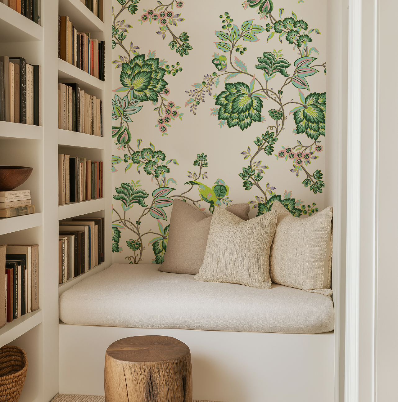 Bohemian Vines in White - Wallpaper